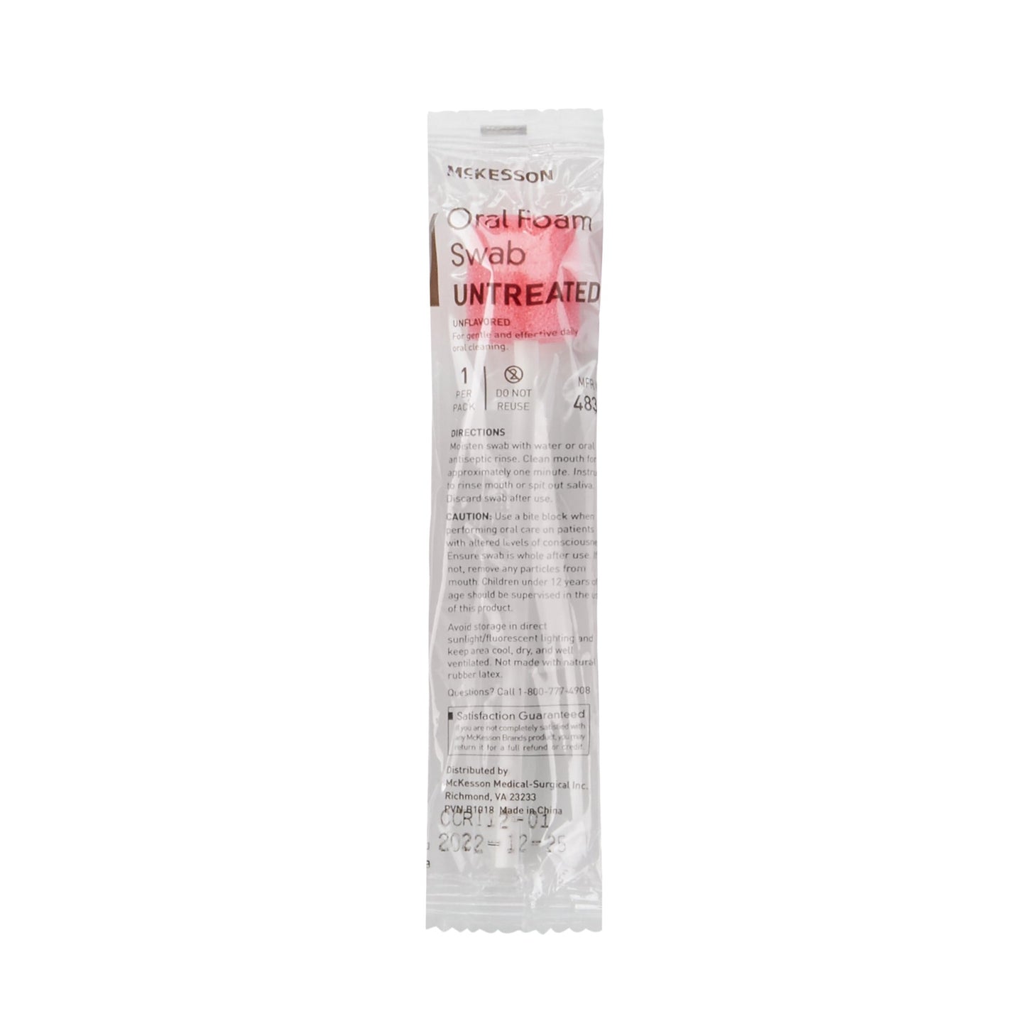 McKesson Oral Swab Untreated Foam Tip 1 per Pack (864650_CS)