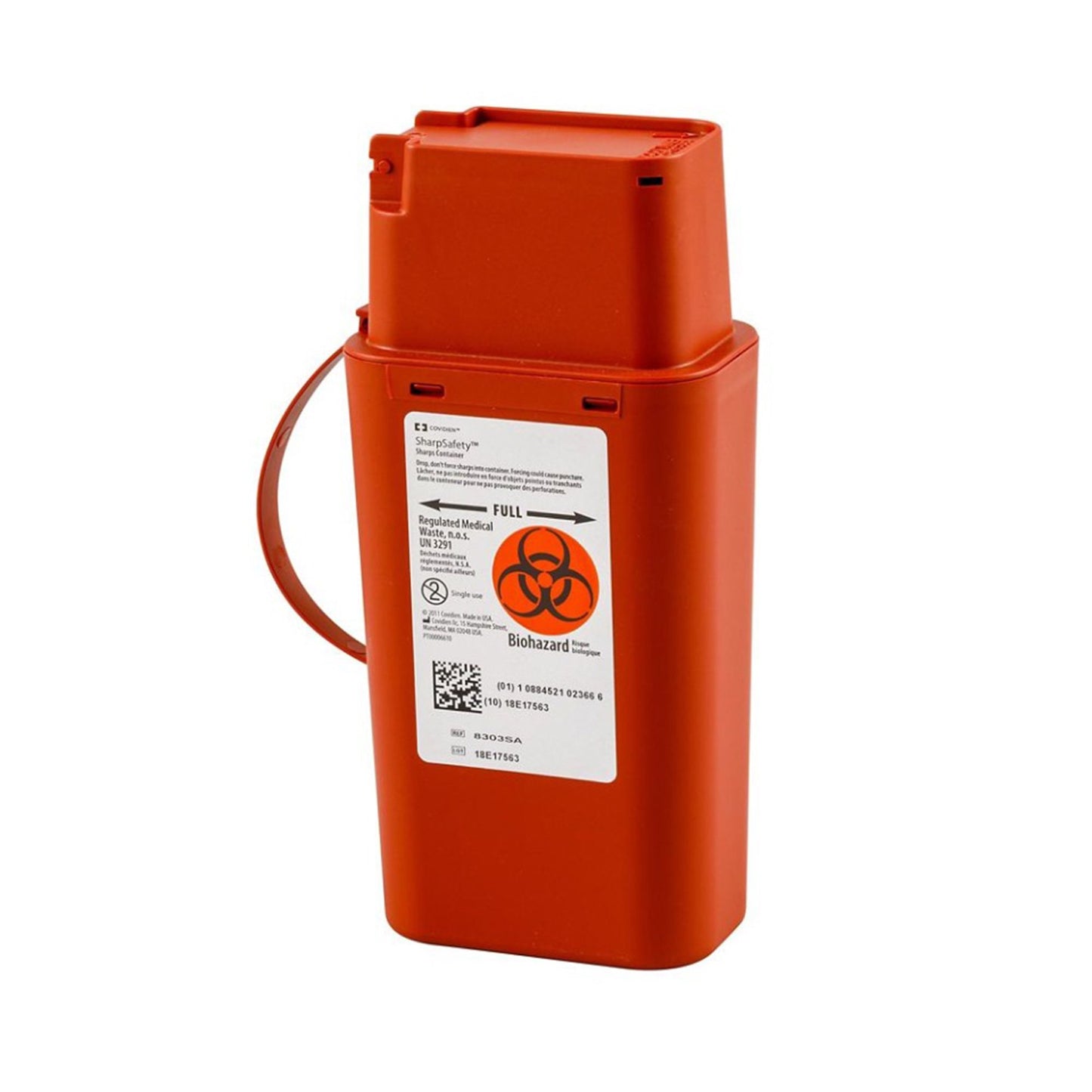 SharpSafety™ Pocket Shuttle Sharps Container Red Base 8-3/4 H X 2-1/2 D X 4-1/2 W Inch Vertical Entry 0.25 Gallon (358432_CS)