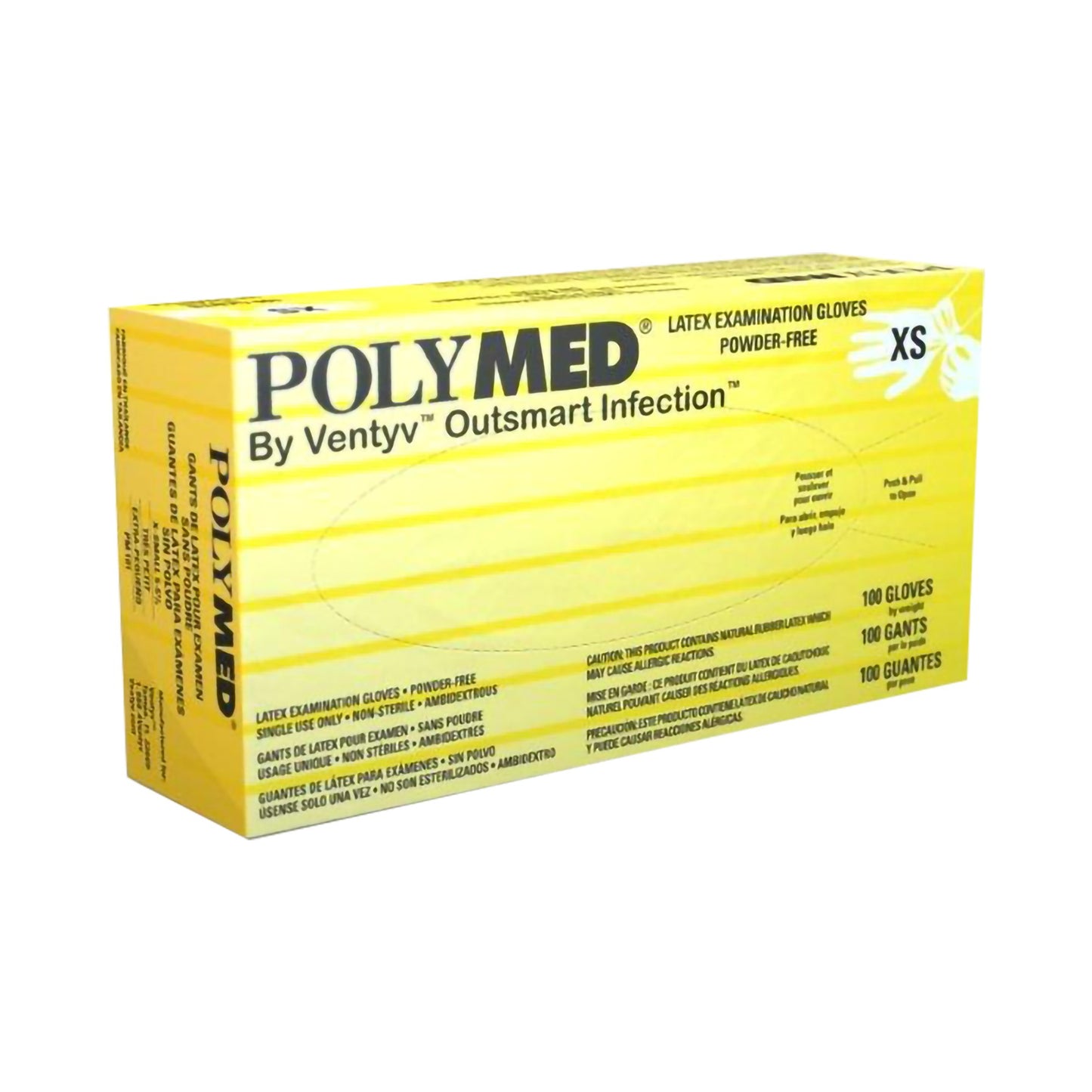 Polymed® Exam Glove X-Small NonSterile Latex Standard Cuff Length Fully Textured Ivory Not Rated (349003_BX)