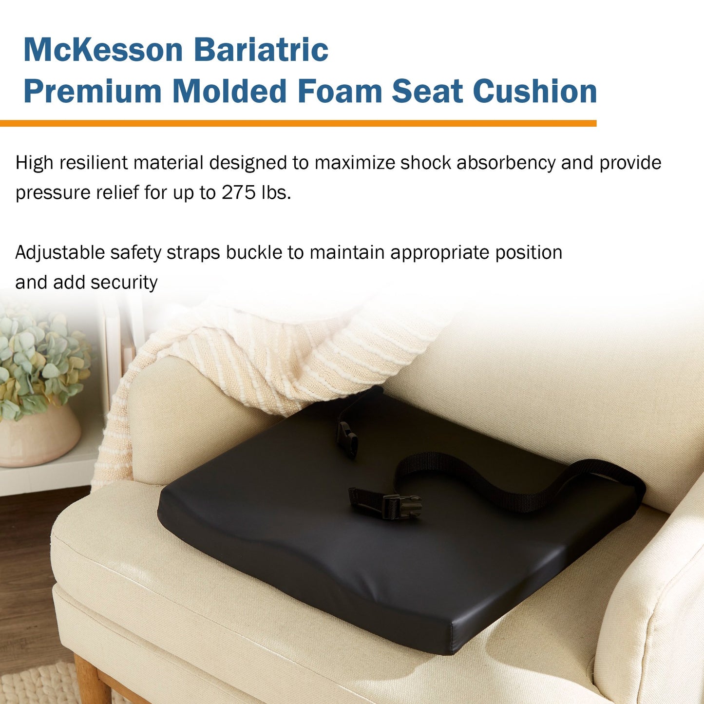 McKesson Contoured Seat Cushion 24 W X 18 L X 3 D Inch Molded Foam (1065587_CS)