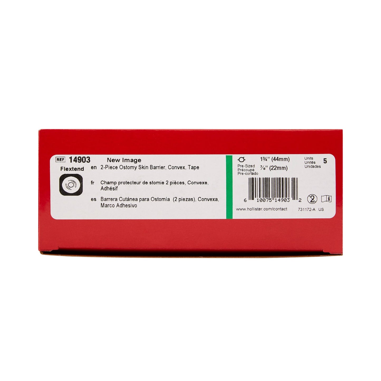 FlexTend™ Ostomy Barrier Precut, Extended Wear Adhesive Tape 44 mm Flange Green Code System Hydrocolloid 7/8 Inch Opening (485632_BX)