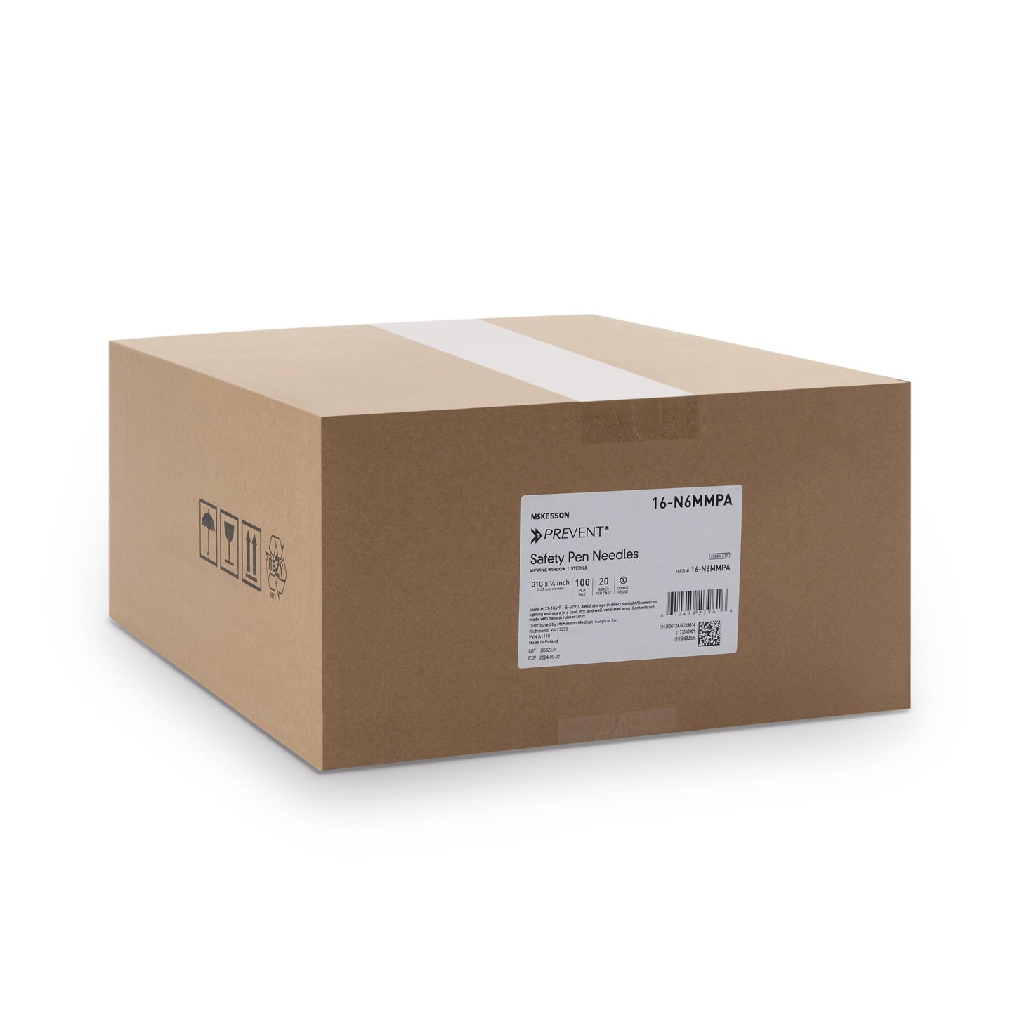 McKesson Prevent® Safety Insulin Pen Needle 31 Gauge 6 mm Length Automatic Safety with Manual Back-End Shield (1118151_BX)