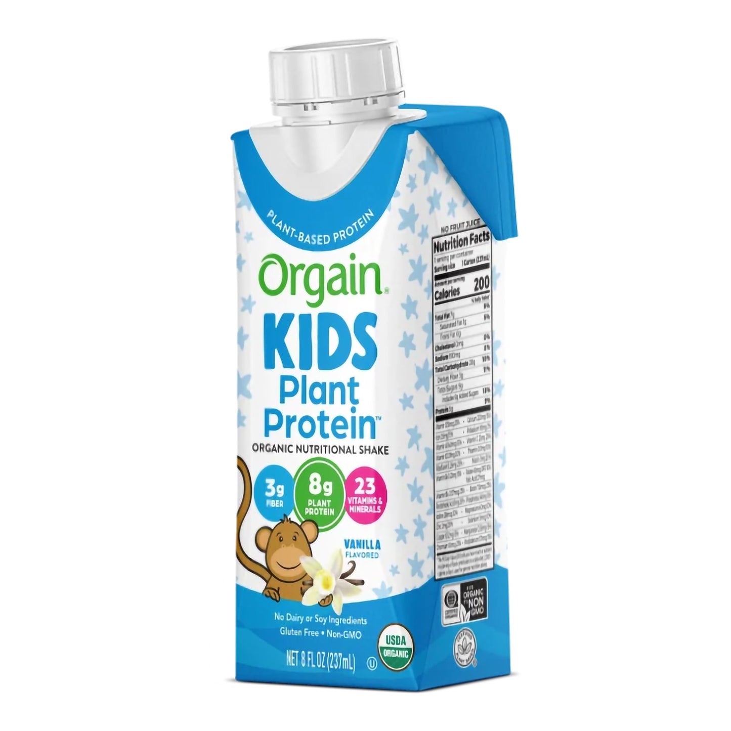 Orgain® Kids Plant Protein™ Nutritional Shake Pediatric Oral Supplement Vanilla Flavor 8 oz. Carton Liquid Plant Based (1196796_EA)