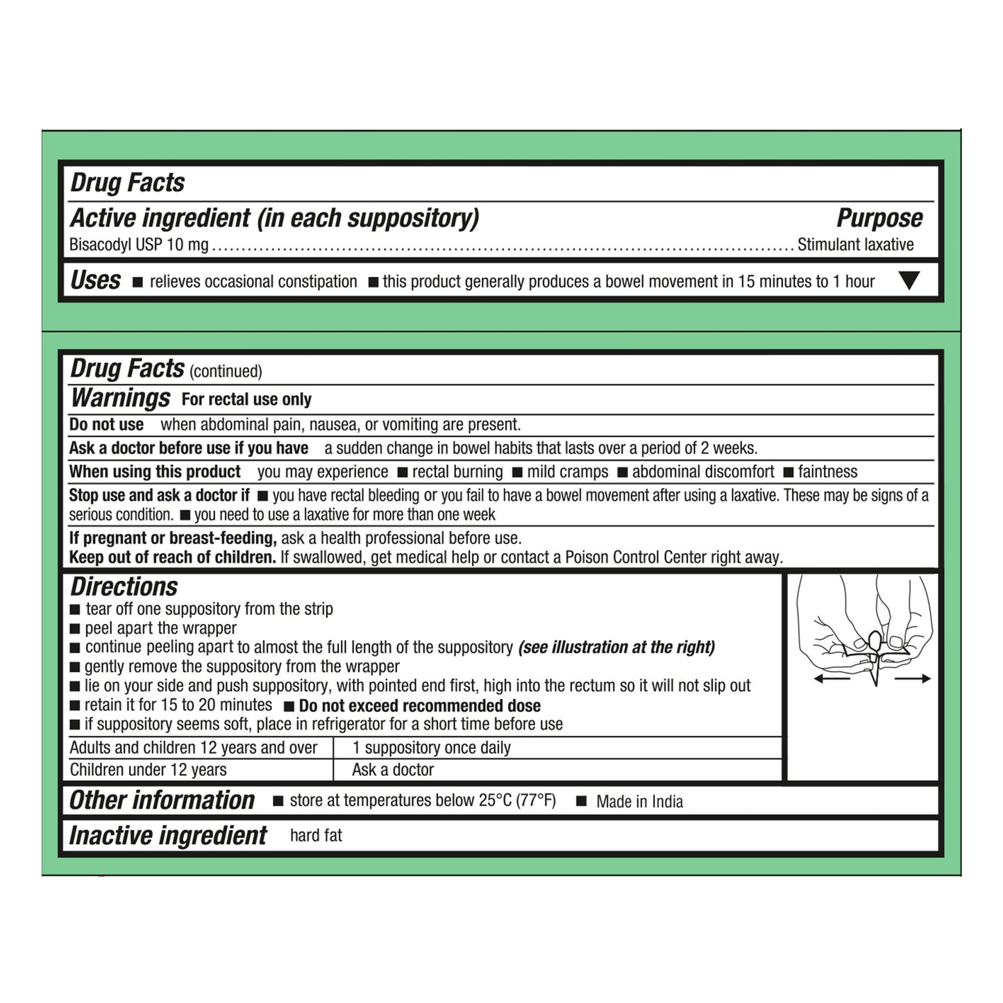 Geri-Care® Laxative Suppository 12 per Box 10 mg Strength Bisacodyl USP (1239061_CS)