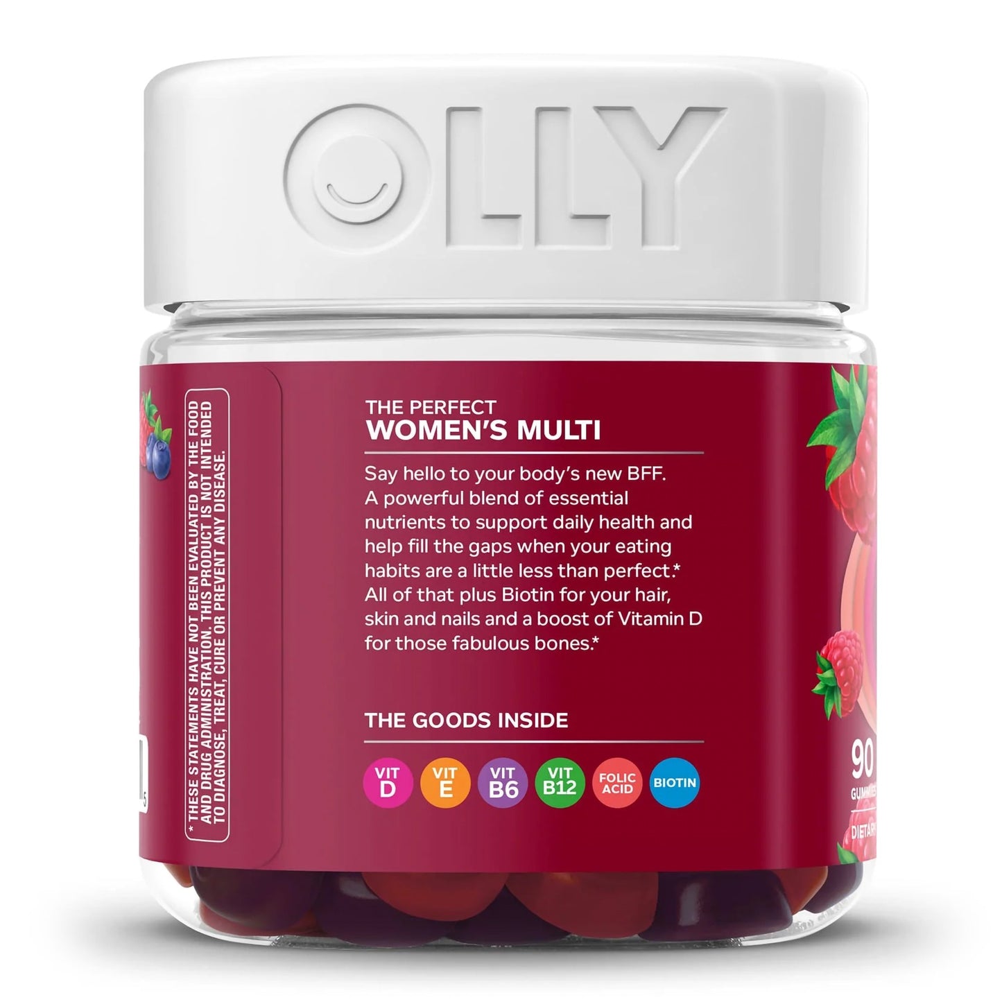 OLLY® Women's Multi Multivitamin Supplement MultiVitamins With Folic Acid Assorted Strengths - 240 mcg Gummy 90 per Bottle Blissful Berry Flavor (1228372_BT)