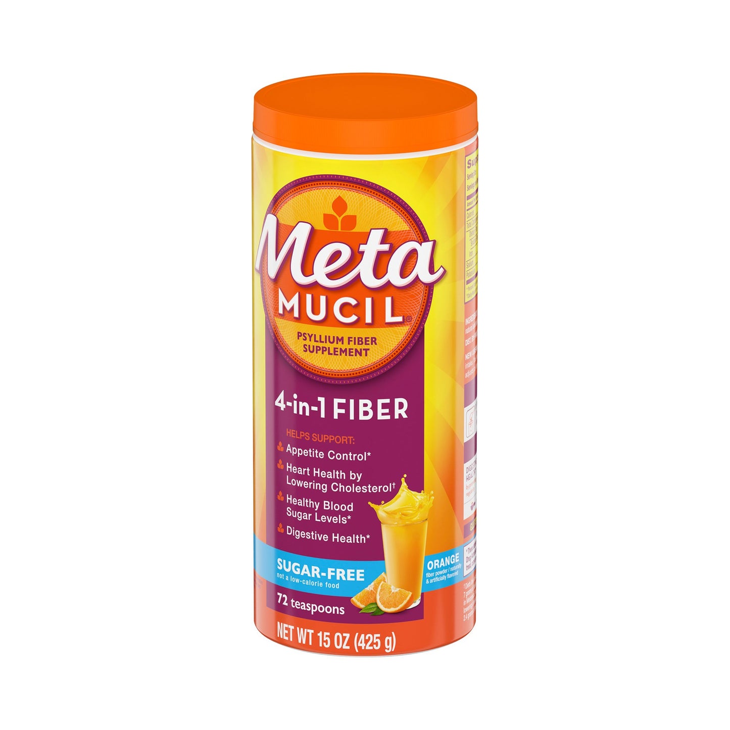 Metamucil® Fiber Supplement Orange Flavor Powder 15 oz. 3.4 Gram Strength Psyllium Husk (446936_BT)