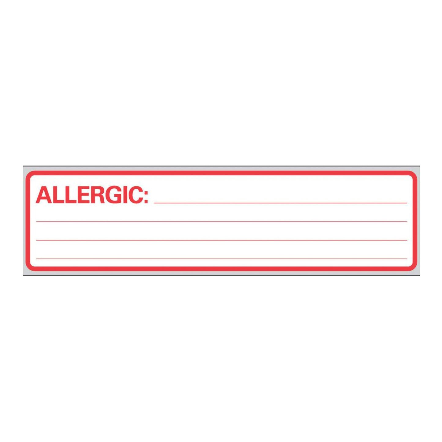 Timemed Pre-Printed Label Allergy Alert White Allergic: Red Alert Label 1 X 6 Inch (42475_RL)