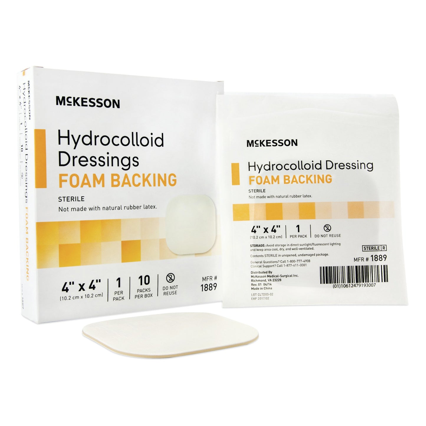 McKesson Hydrocolloid Dressing Foam Backing 4 X 4 Inch Square Hydrocolloid / Foam (882995_EA)