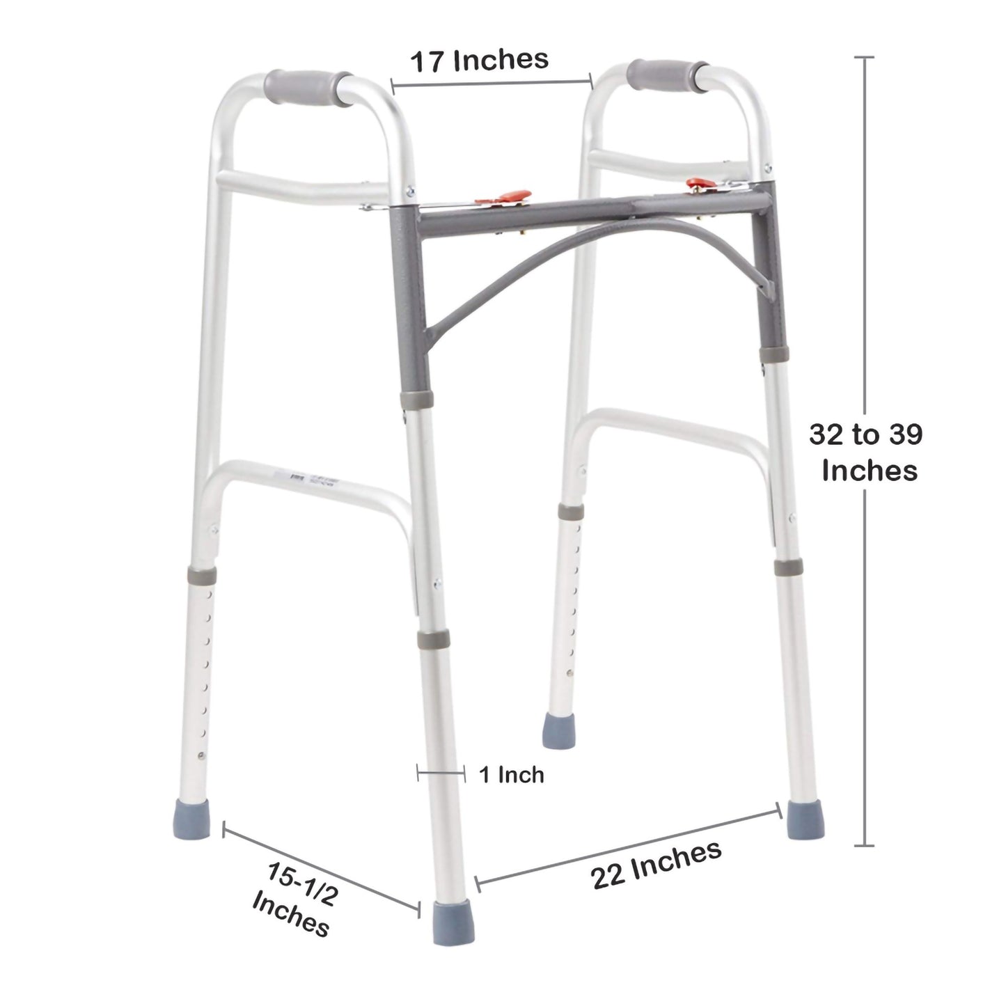 McKesson Dual Release Folding Walker Adjustable Height Aluminum Frame 350 lbs. Weight Capacity 32 to 39 Inch Height (1128907_EA)