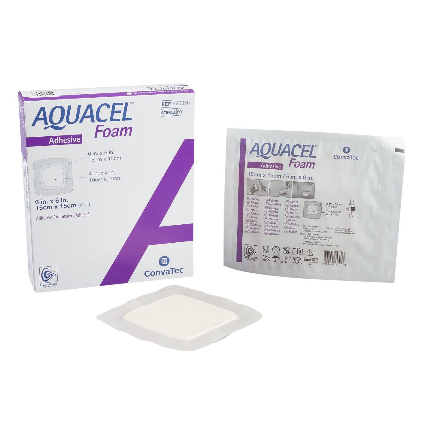 Aquacel® Foam Dressing 6 X 6 Inch With Border Waterproof Film Backing Silicone Adhesive Square Sterile (1118894_EA)