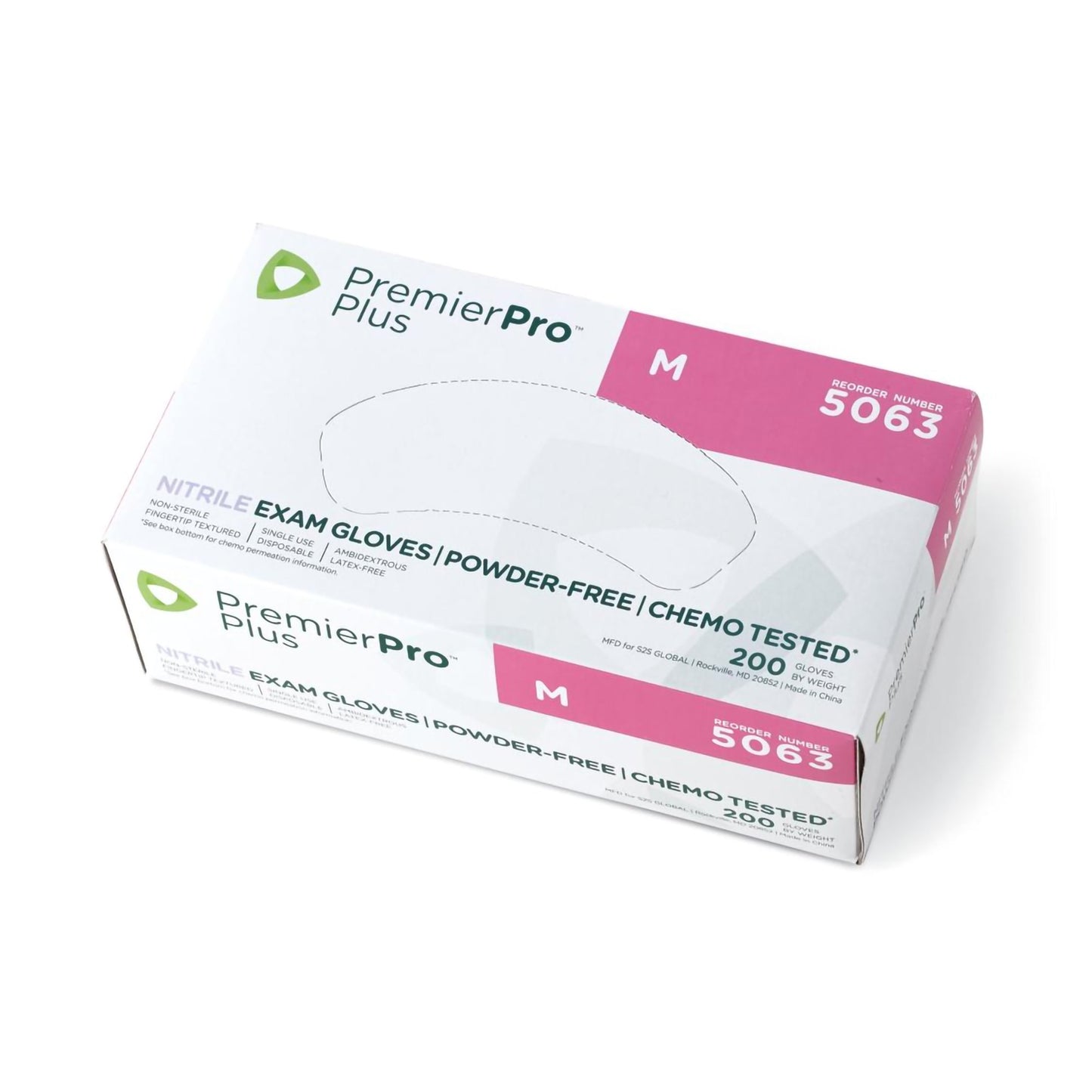 PremierPro™ Plus Exam Glove Medium NonSterile Nitrile Standard Cuff Length Textured Fingertips Blue Chemo Tested (897350_BX)