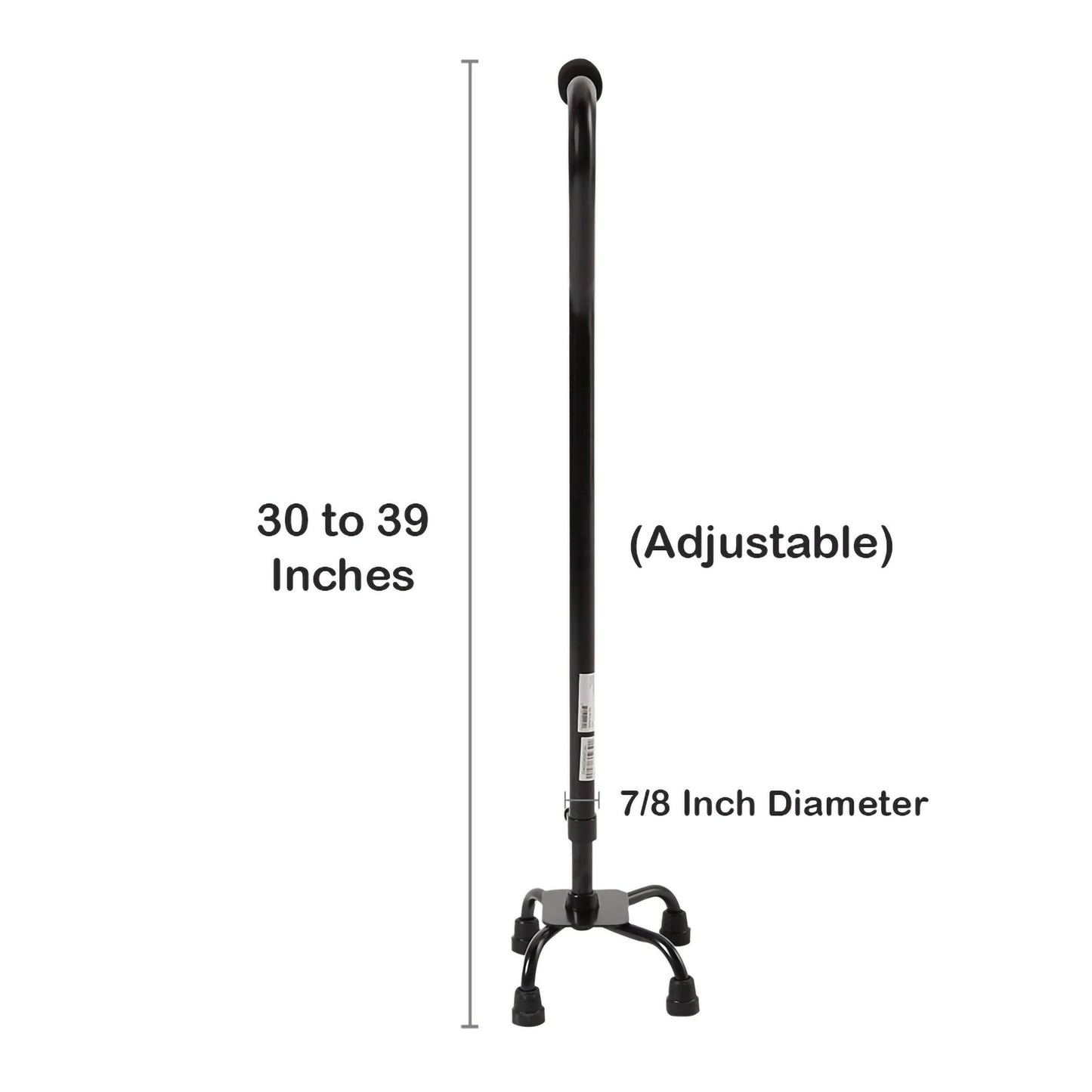 McKesson Small Base Quad Cane Steel 30 to 39 Inch Height Black (1065220_EA)