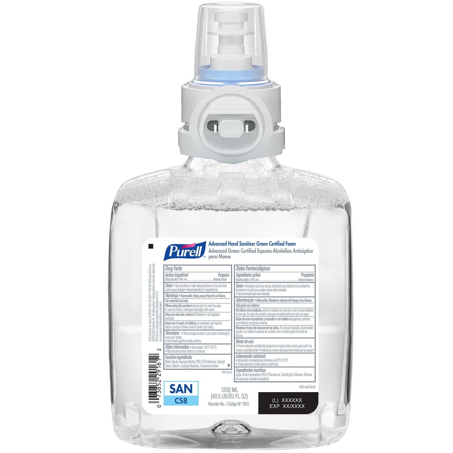 Purell® Advanced Green Certified Hand Sanitizer 1,200 mL Ethyl Alcohol Foaming Dispenser Refill Bottle (1173124_CS)
