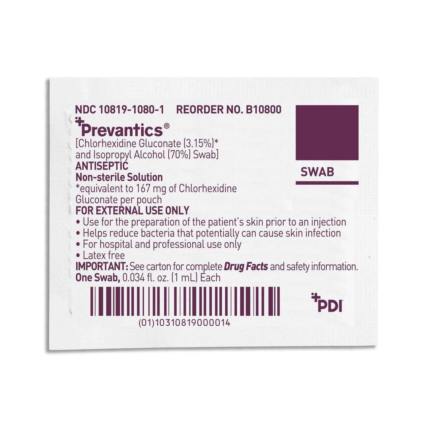 Prevantics® Antiseptic Prep Pad 3.15% / 70% Strength CHG (Chlorhexidine Gluconate) / Isopropyl Alcohol Individual Packet NonSterile (532824_CS)