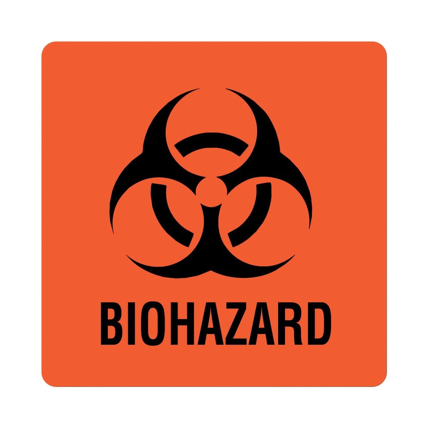 UAL™ Pre-Printed Label Caution Label Fluorescent Red Paper Biohazard / Symbol Black Biohazard 6 X 6 Inch (860645_PK)