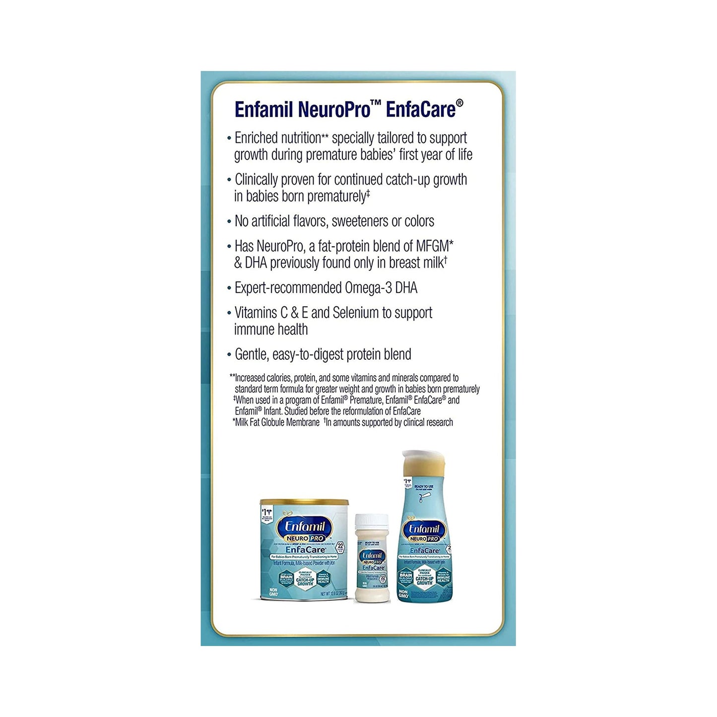 Enfamil® NeuroPro™ EnfaCare® Infant Formula Unflavored 2 oz. Bottle Liquid Milk-Based Premature (1118219_EA)