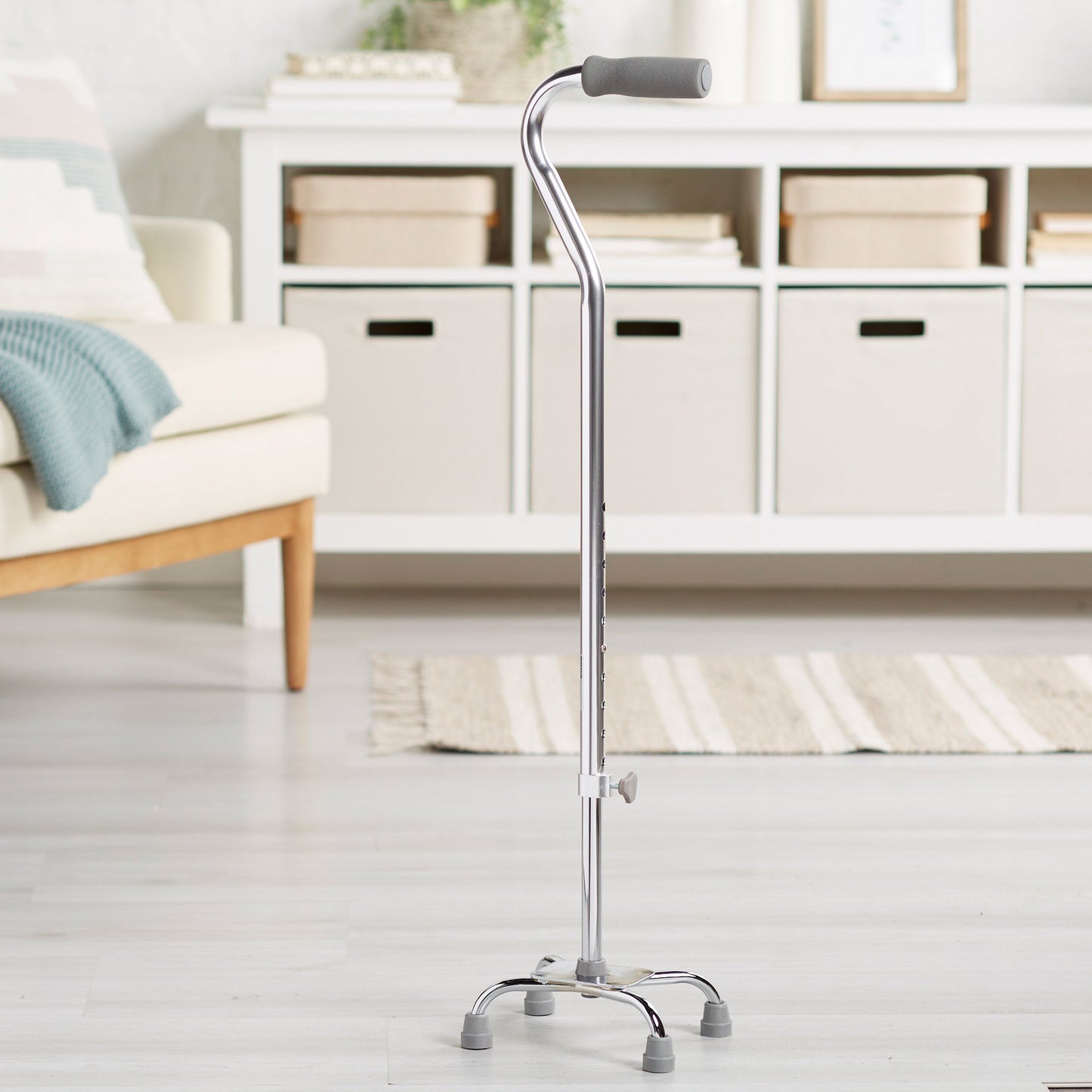 McKesson Small Base Quad Cane Steel 30 to 39 Inch Height Chrome (1065219_CS)