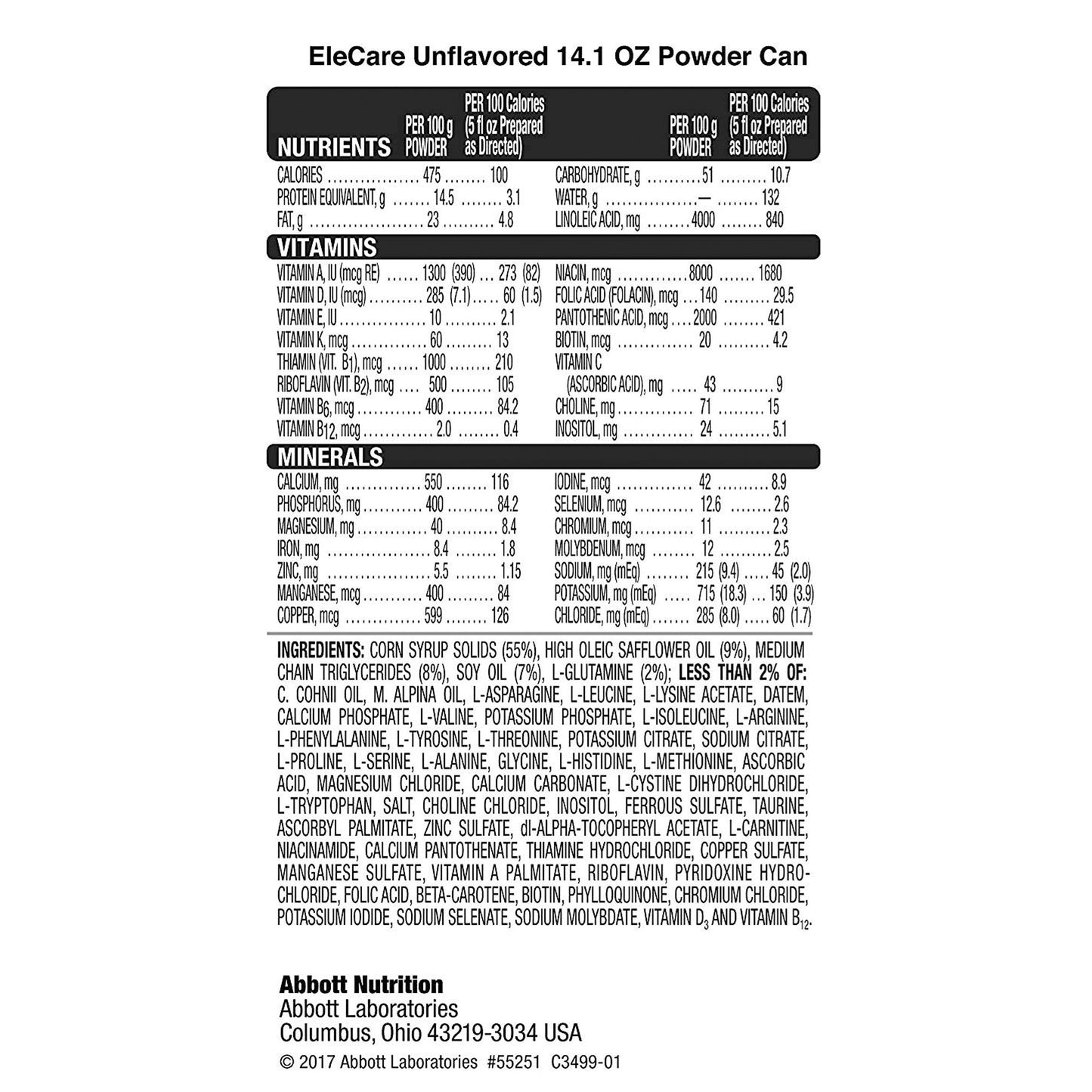 EleCare® Infant Formula Unflavored 14.1 oz. Can Powder Iron Food Allergies (772259_EA)