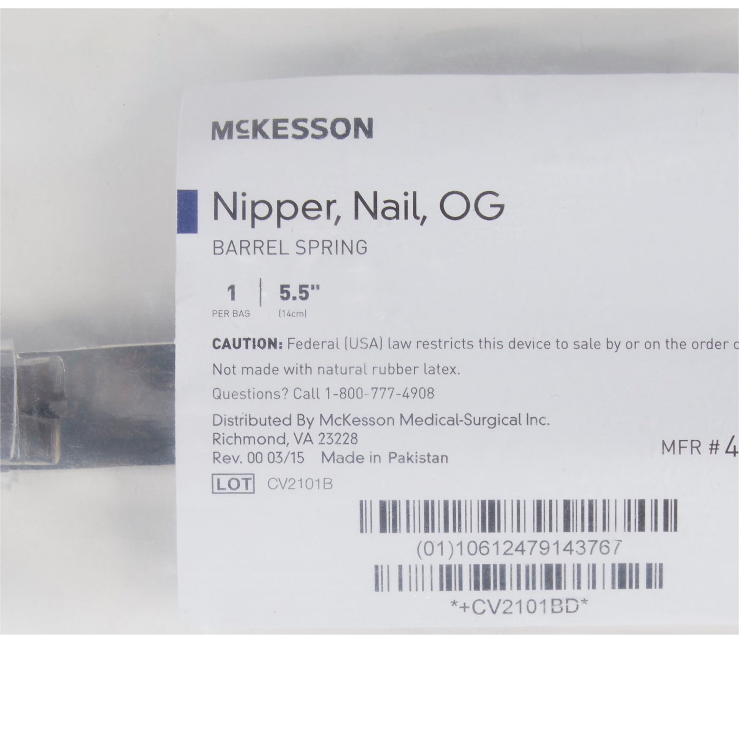 McKesson Performance Nail Nipper Concave Jaw 5-1/2 Inch Length Chrome Covered Stainless Steel (487549_EA)