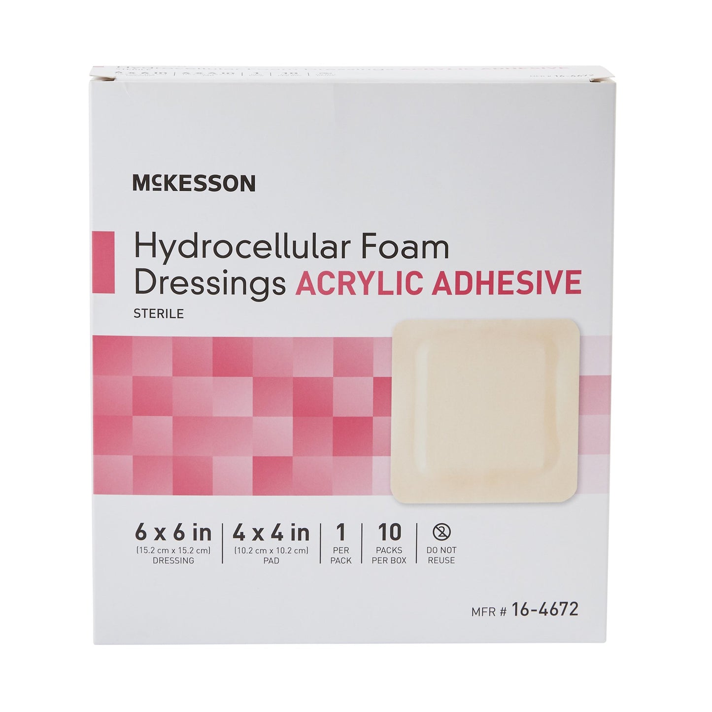 McKesson Foam Dressing 6 X 6 Inch With Border Film Backing Acrylic Adhesive Square Sterile (1138299_CS)