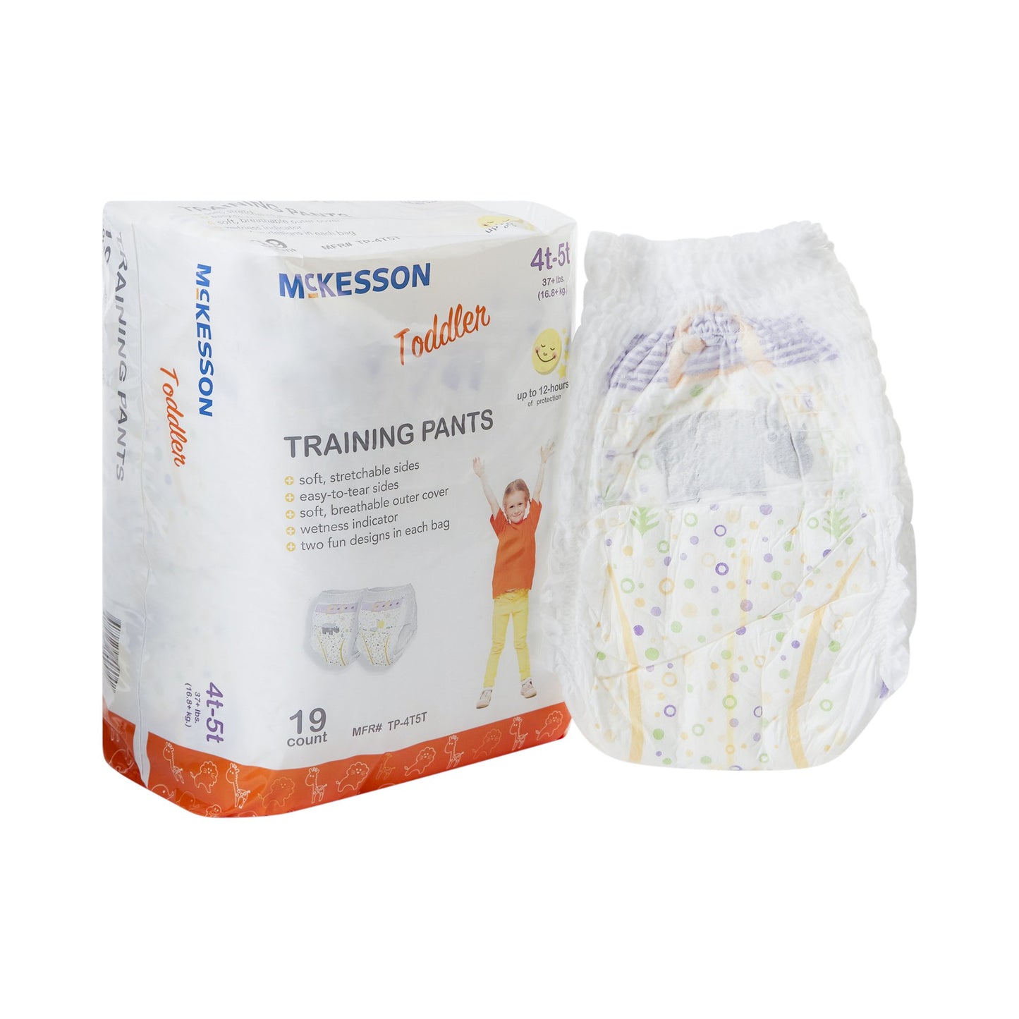 McKesson Unisex Toddler Training Pants Pull On with Tear Away Seams Size 4T to 5T Disposable Heavy Absorbency (1144483_CS)