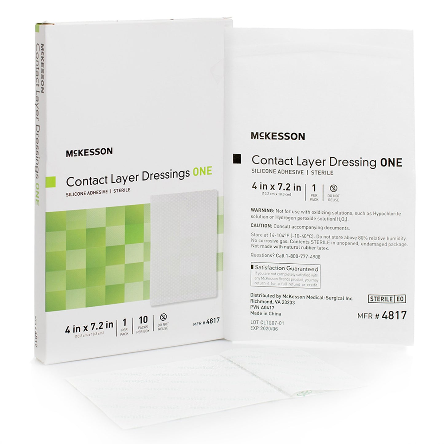 McKesson Wound Contact Layer Dressing 4 X 7.2 Inch Sterile (1083096_EA)