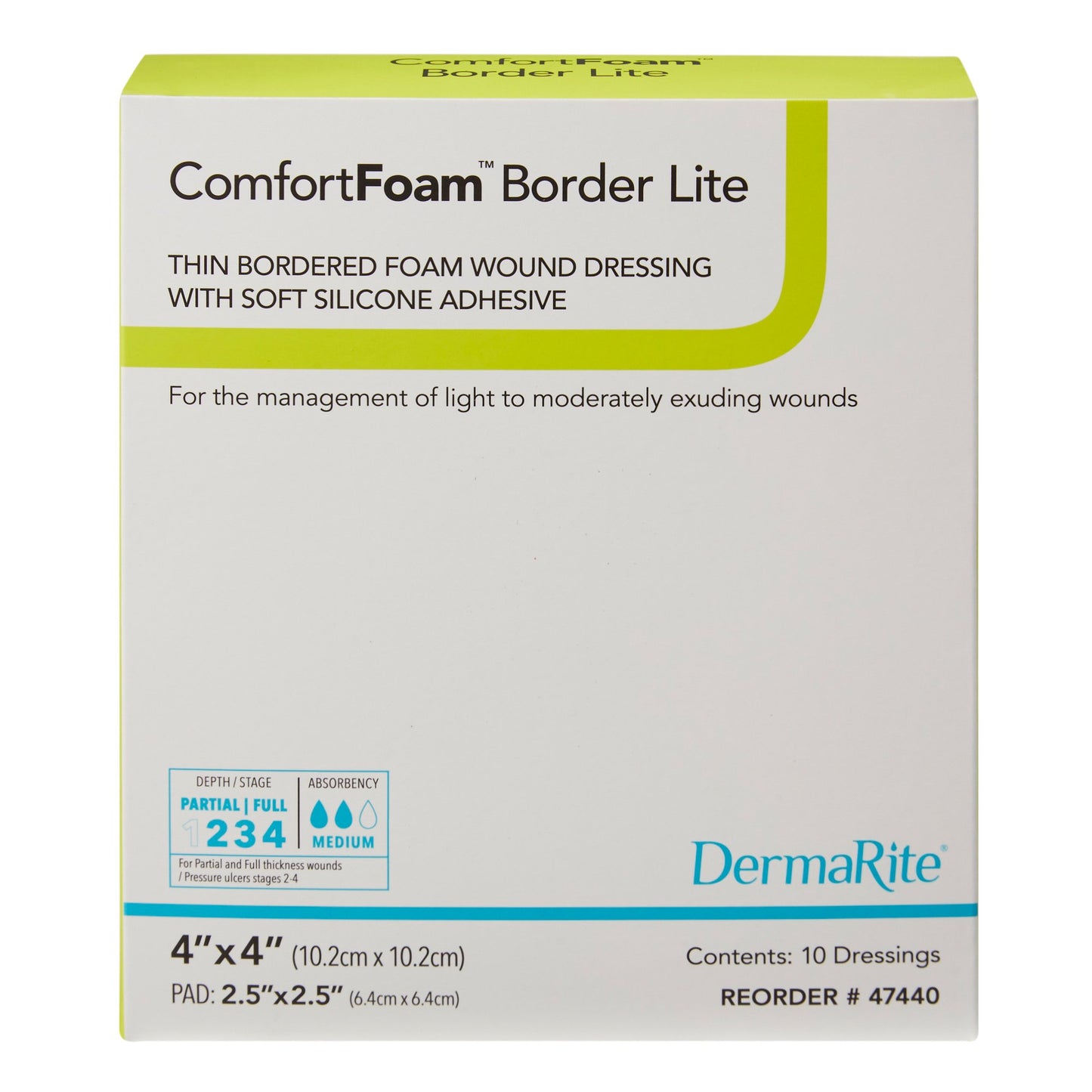 ComfortFoam™ Border Lite Thin Foam Dressing 4 X 4 Inch With Border Waterproof Backing Silicone Adhesive Square Sterile (1003181_EA)