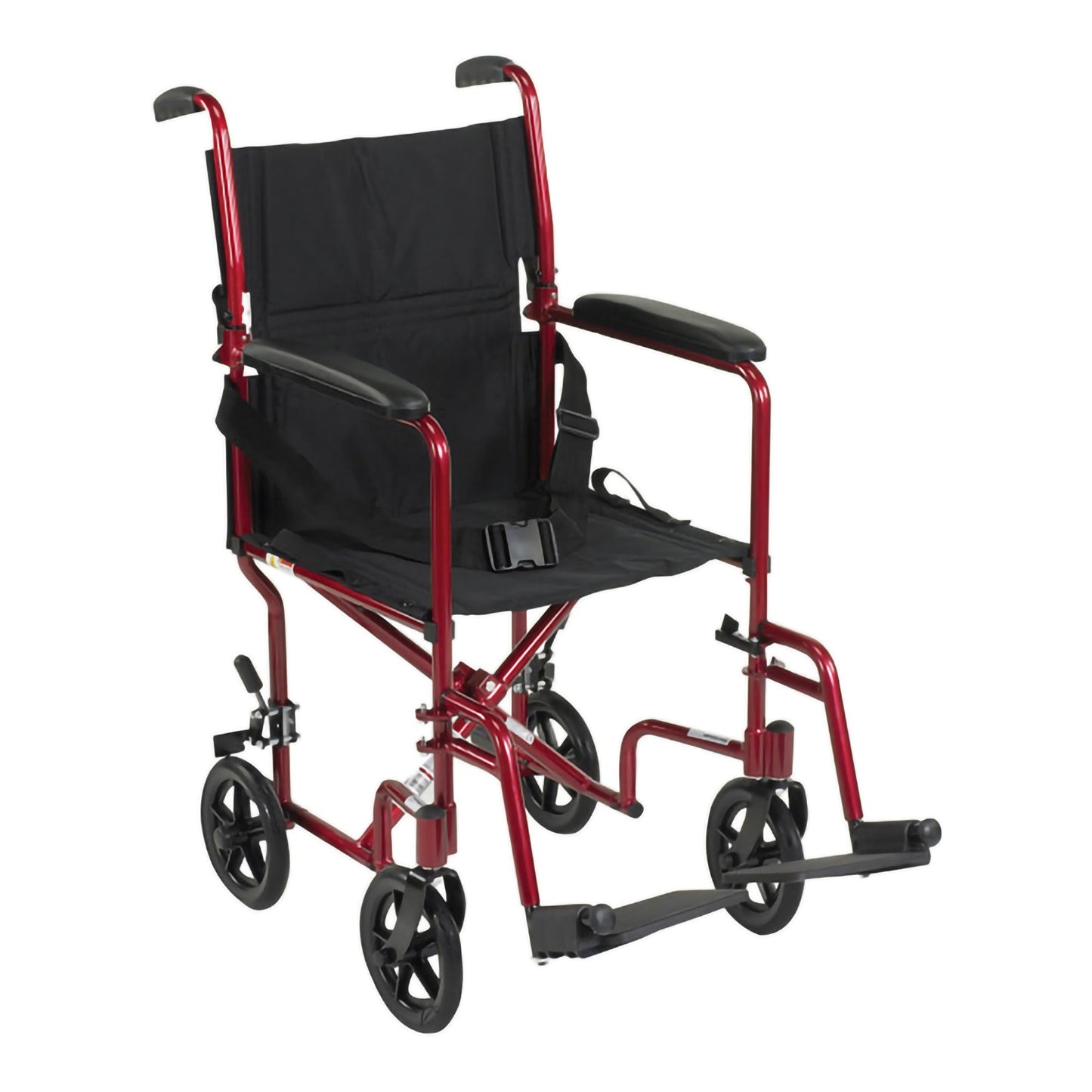 McKesson Transport Chair 19 Inch Seat Width Full Length Arm Swing-Away Footrest Aluminum Frame with Red Finish (1128901_EA)