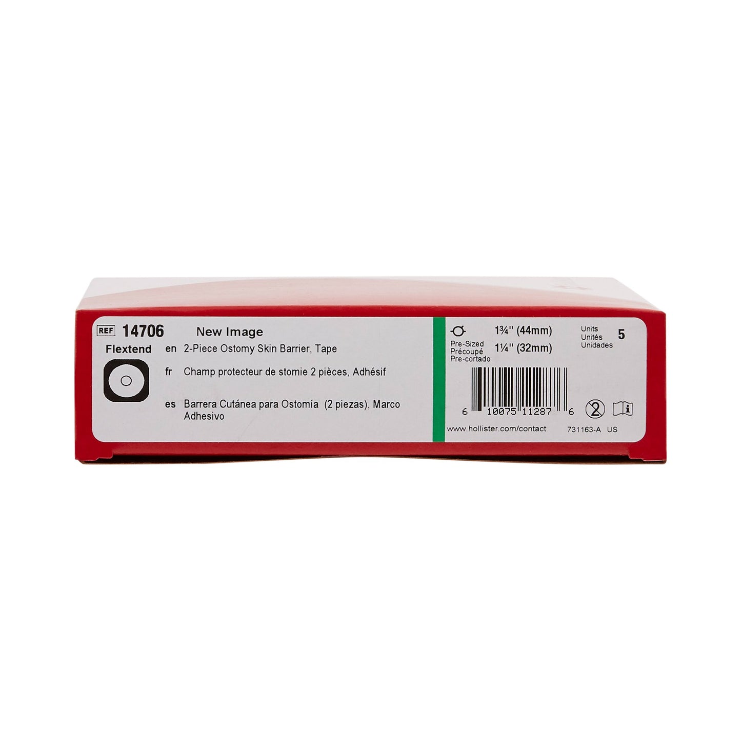 New Image™ Flextend™ Ostomy Barrier Precut, Extended Wear Adhesive Tape 44 mm Flange Green Code System Hydrocolloid 1-1/4 Inch Opening (505946_BX)