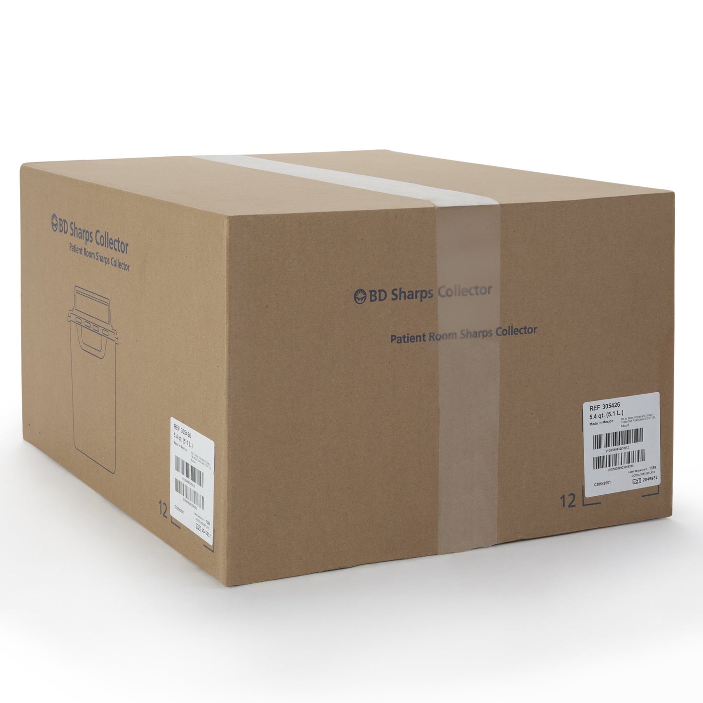 BD™ Sharps Container Red Base 12 H X 12 W X 4-4/5 D Inch Horizontal Entry 1.35 Gallon (282901_CS)