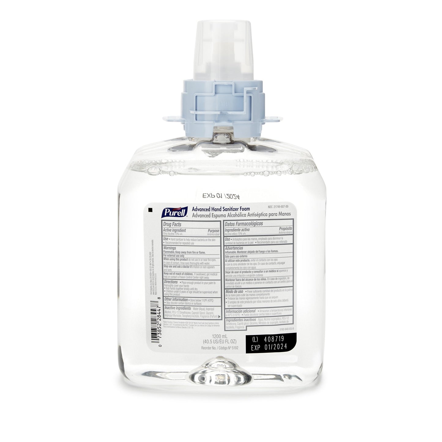 Purell® Advanced Hand Sanitizer 1,200 mL Ethyl Alcohol Foaming Dispenser Refill Bottle (1165682_CS)