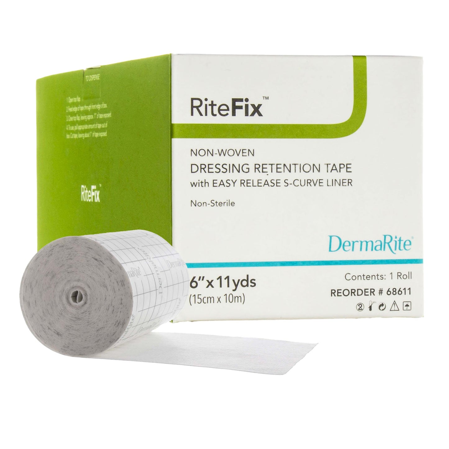 RiteFix™ Water Resistant Dressing Retention Tape with Liner White 6 Inch X 11 Yard Nonwoven NonSterile (939644_BX)