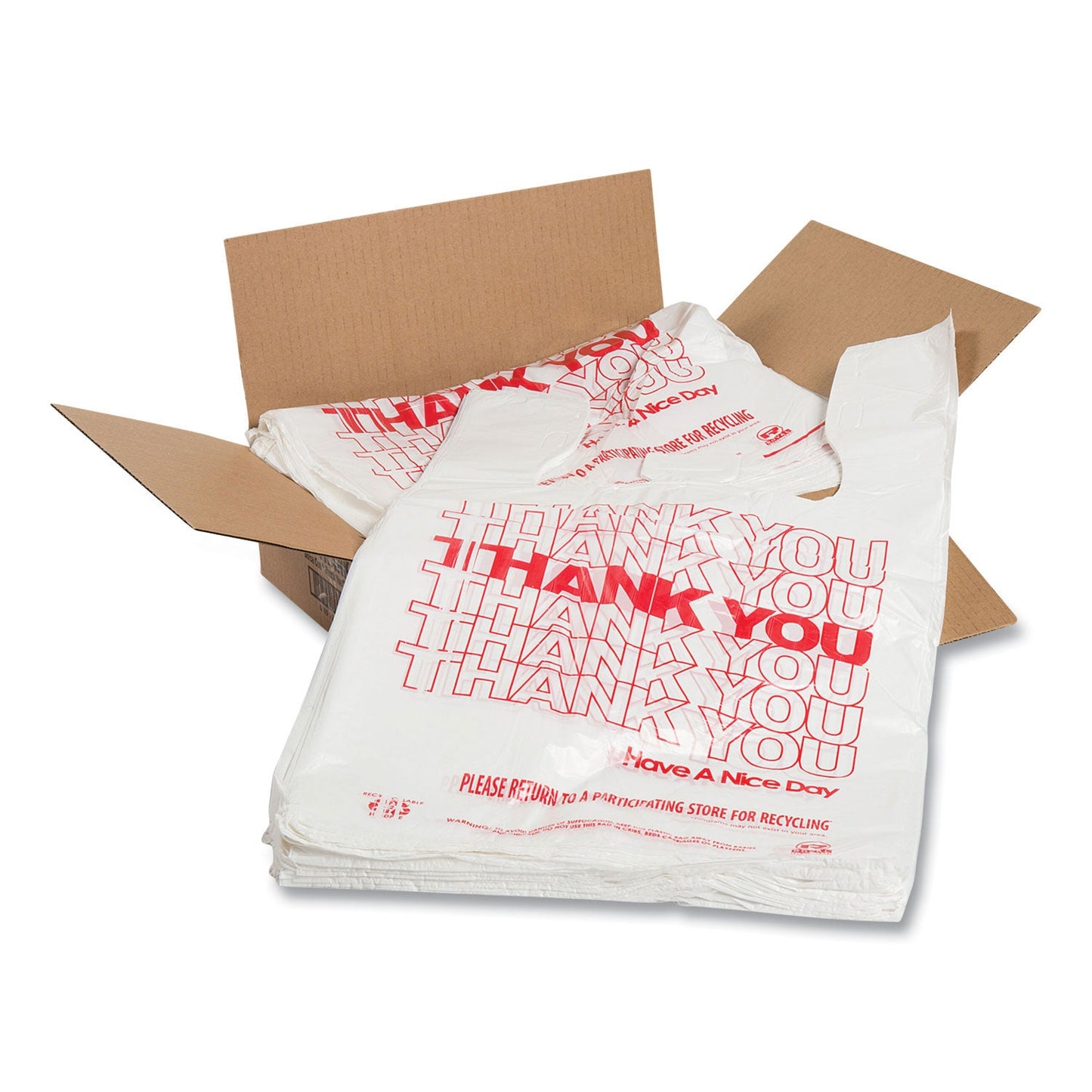 AmerCareRoyal Thank You Bags, 11.5" x 20" x 20", Red/White, 775/Carton (RPPRPTYB6V)