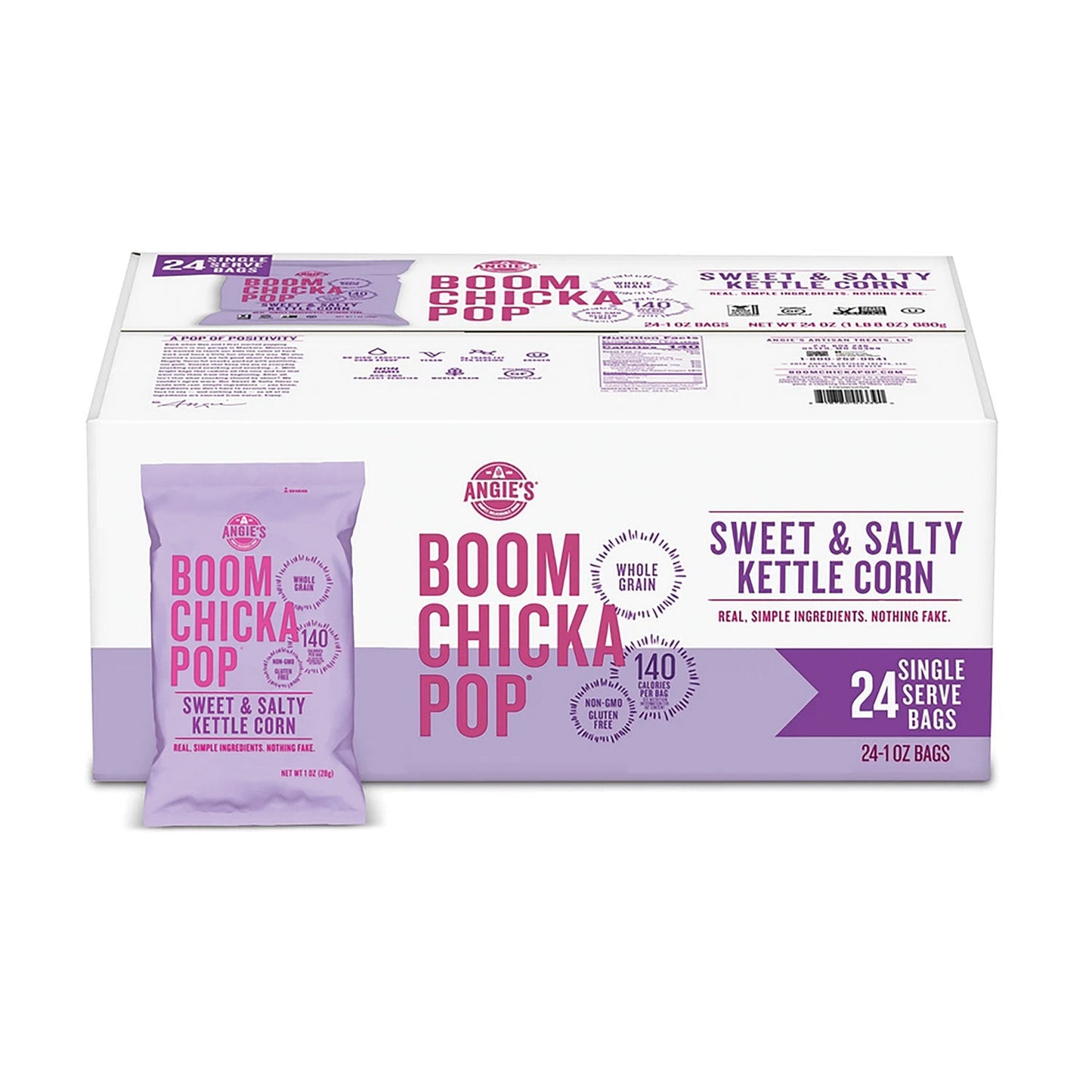 Angie's BOOMCHICKAPOP Popcorn, Sweet and Salty, 1 oz Bag, 24/Carton (OFXSN01213)