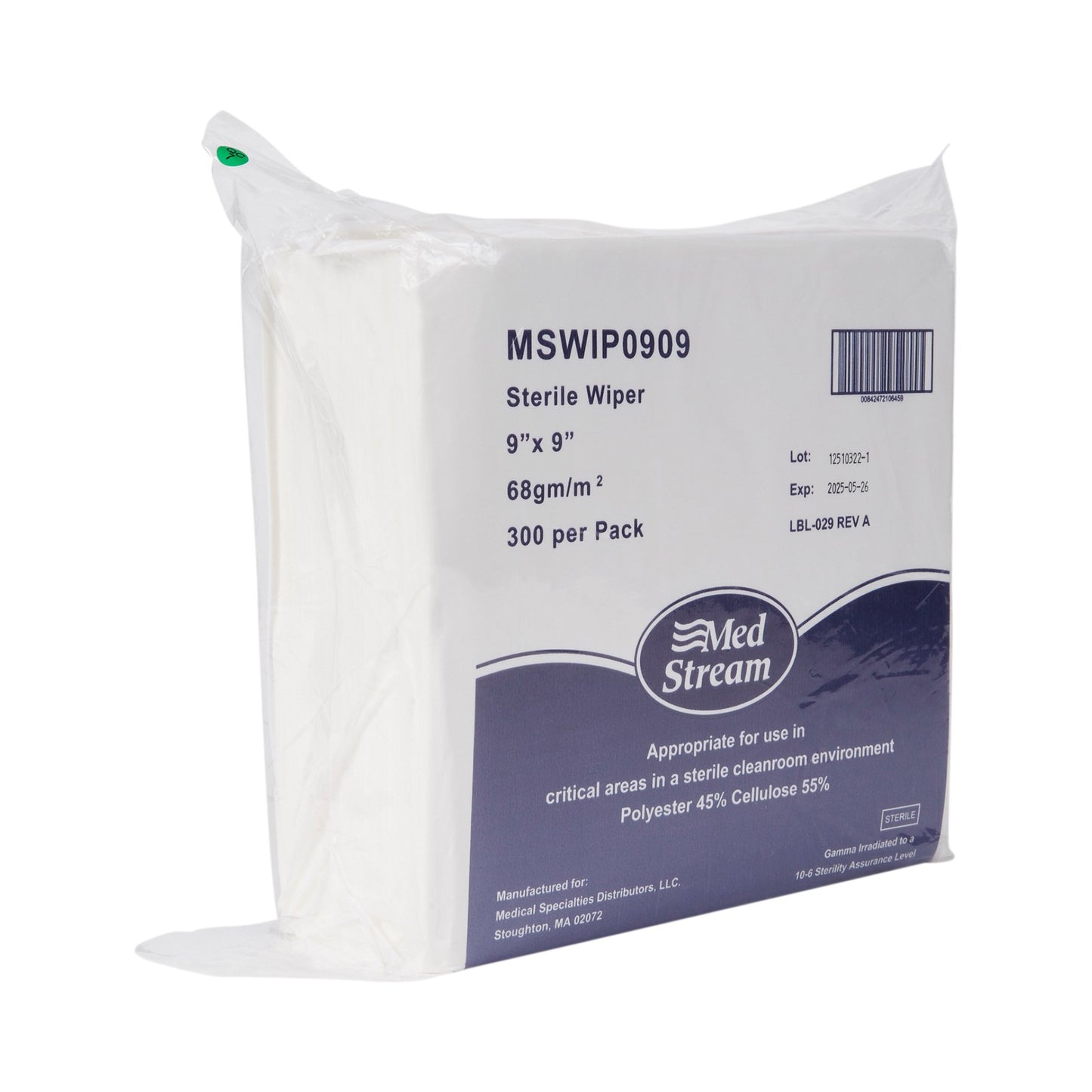 McKesson Cleanroom Wipe ISO Class 5 300 Count Bag 9 X 9 Inch Sterile Disposable (1139257_PK)