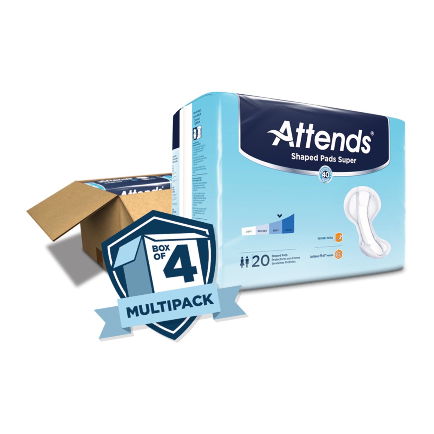 Attends® Shaped Pads Super Bladder Control Pad 13 X 27.2 Inch Heavy Absorbency Polymer Core One Size Fits Most (1186540_CS)