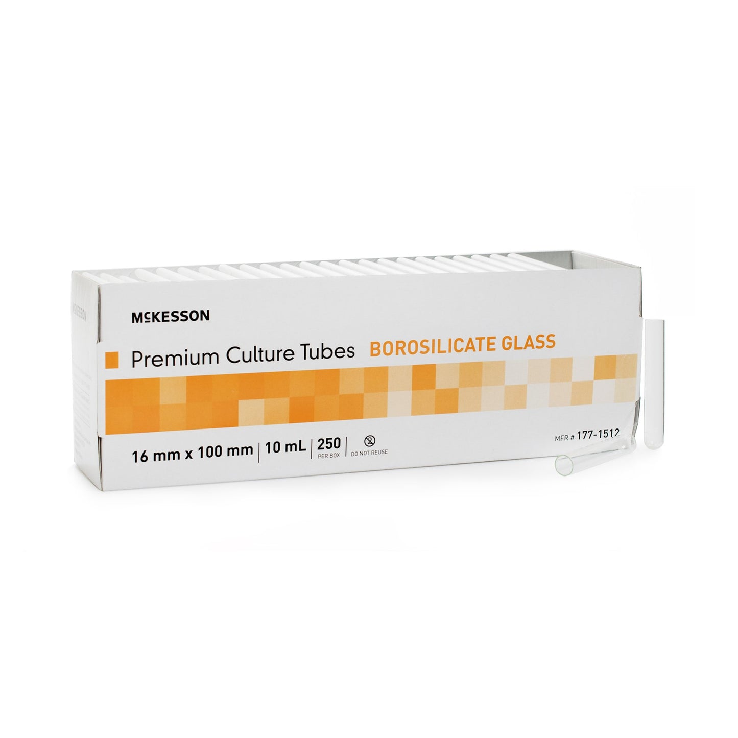 McKesson Test Tube Plain 10 mL Without Closure Glass Tube (1082087_CS)