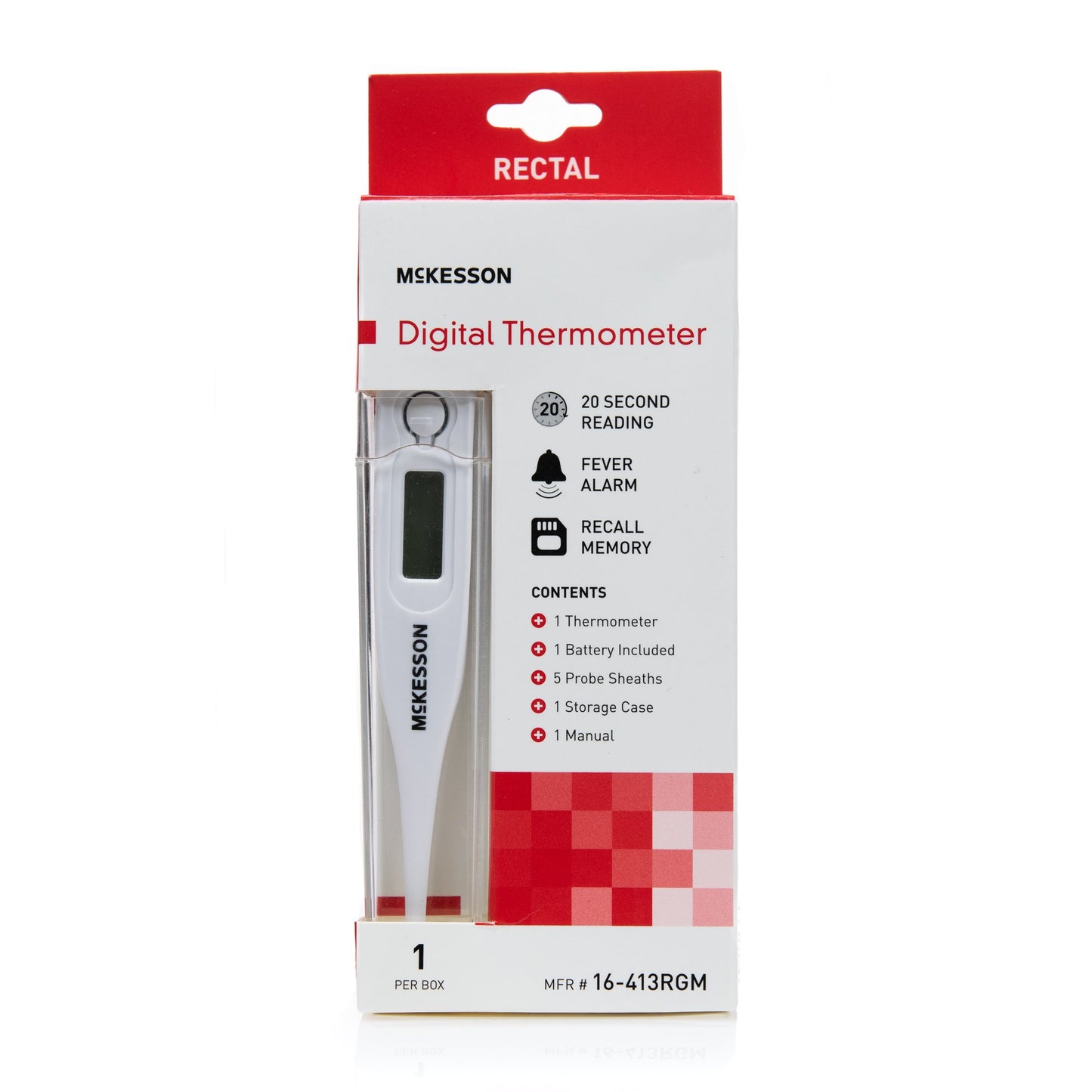McKesson Digital Stick Thermometer Oral / Rectal / Axillary Probe Handheld (797158_EA)
