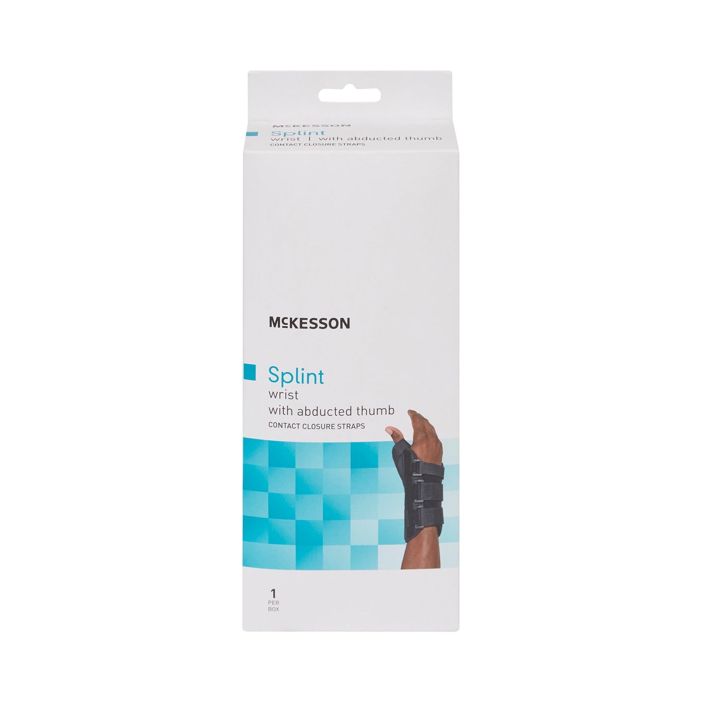 McKesson Wrist Brace with Abducted Thumb Aluminum / Foam / Spandex / Plastic Left Hand Black X-Small (1159137_EA)