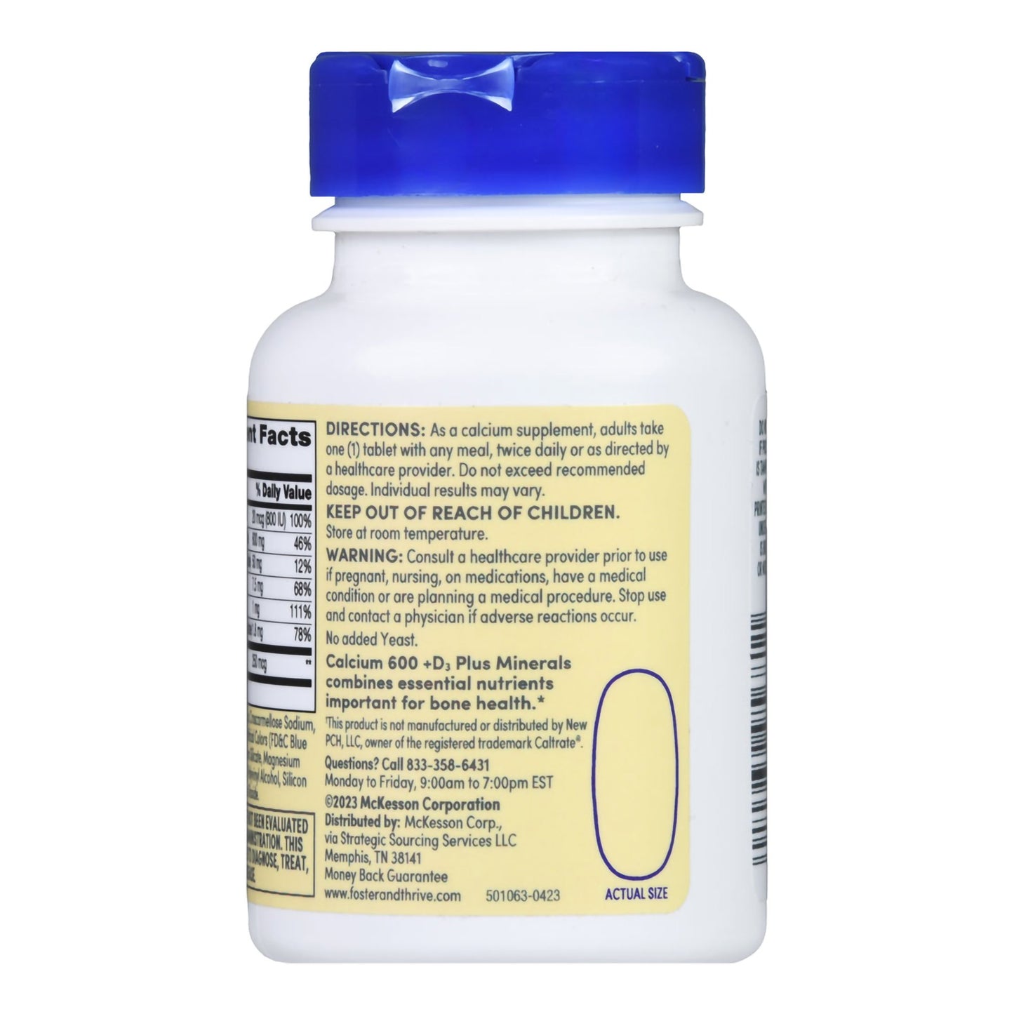 Foster & Thrive™ Joint Health Supplement Calcium / Vitamin D 600 mg Strength Tablet 60 per Bottle (1238897_BT)