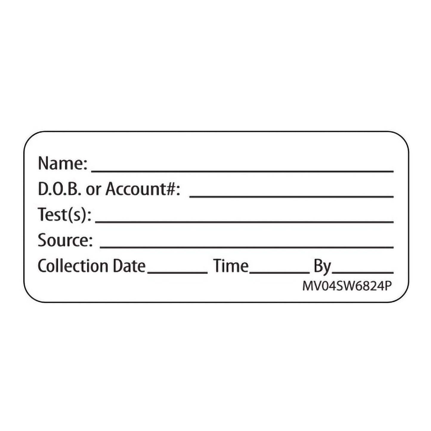 MedVision® Pre-Printed / Write On Label Auxiliary Label White Paper Name_DOB_Test_Source_Collection Date_ Black Patient Information 1 X 2-1/4 Inch (794550_RL)