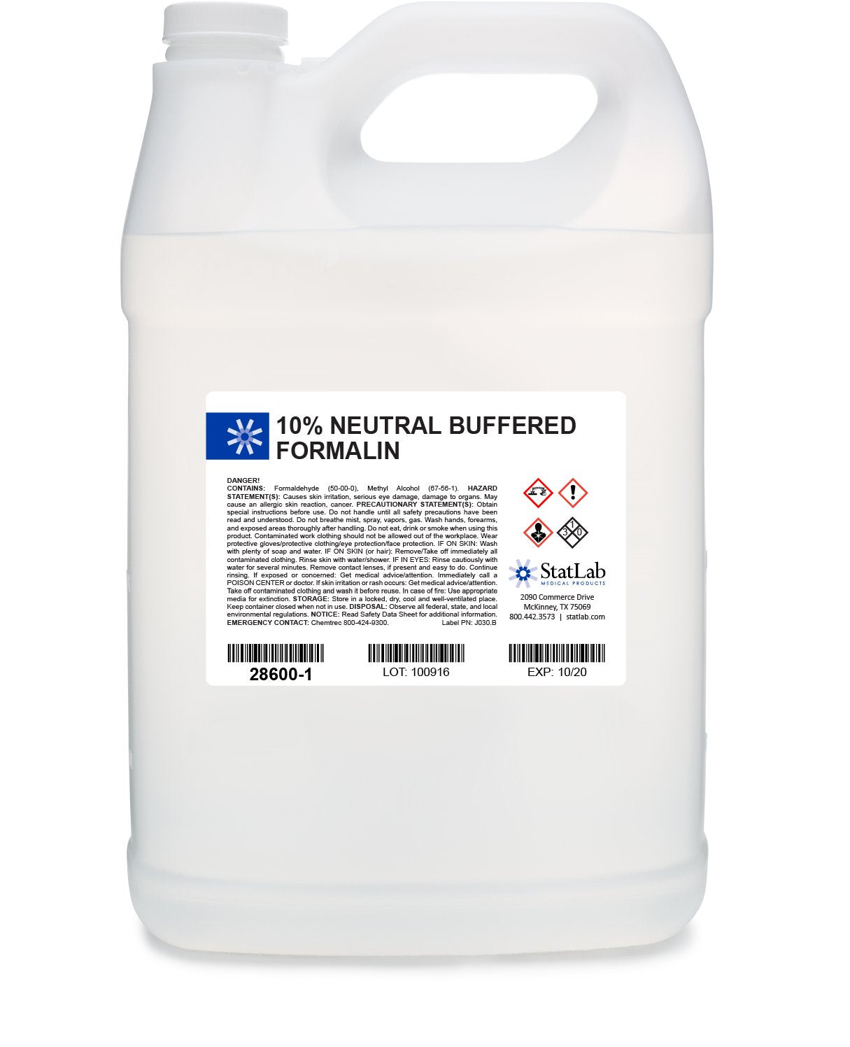 StatLab Medical Products Histology Reagent Neutral Buffered Formalin Fixative 10% 1 gal. (1001789_CS)