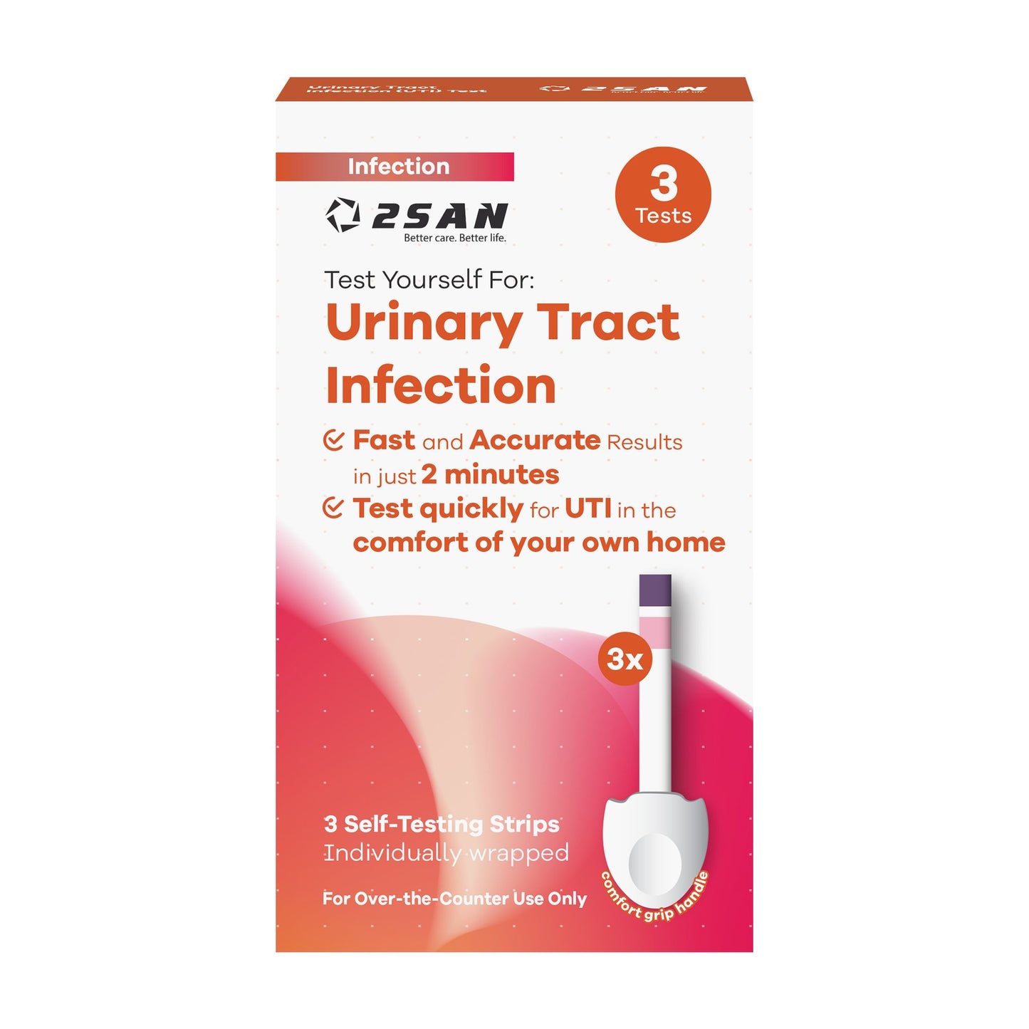 2San Urinalysis Test Kit Urinary Tract Infection Detection 3 Tests per Kit (24 Kits per Case) CLIA Waived (1254003_KT)