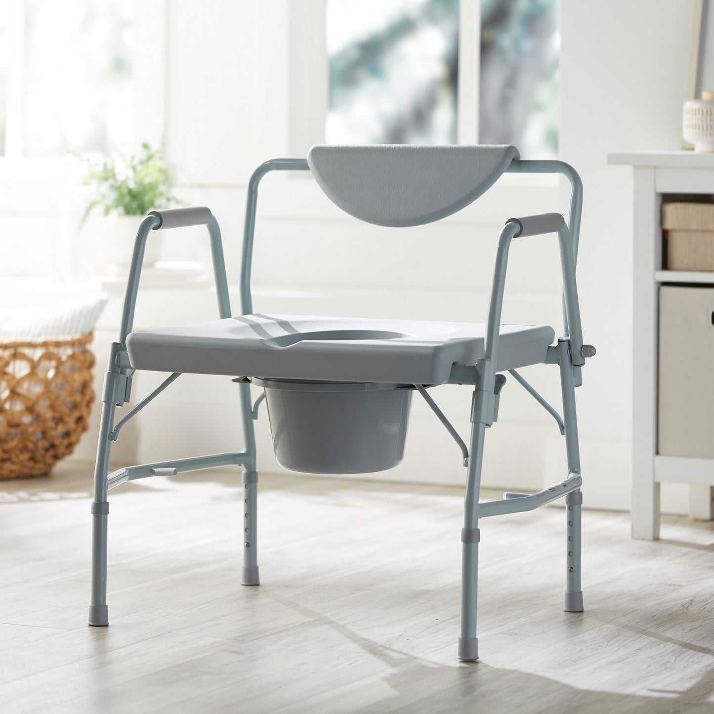 McKesson Commode Chair Drop Arms Steel Frame Padded Backrest 23-1/4 Inch Seat Width 1000 lbs. Weight Capacity (1065226_EA)