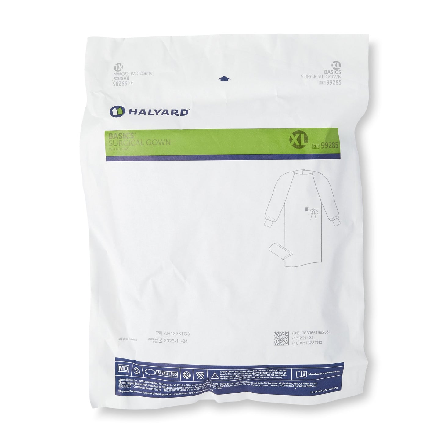 Halyard Basics Non-Reinforced Surgical Gown with Towel X-Large Blue Sterile Disposable (654135_CS)
