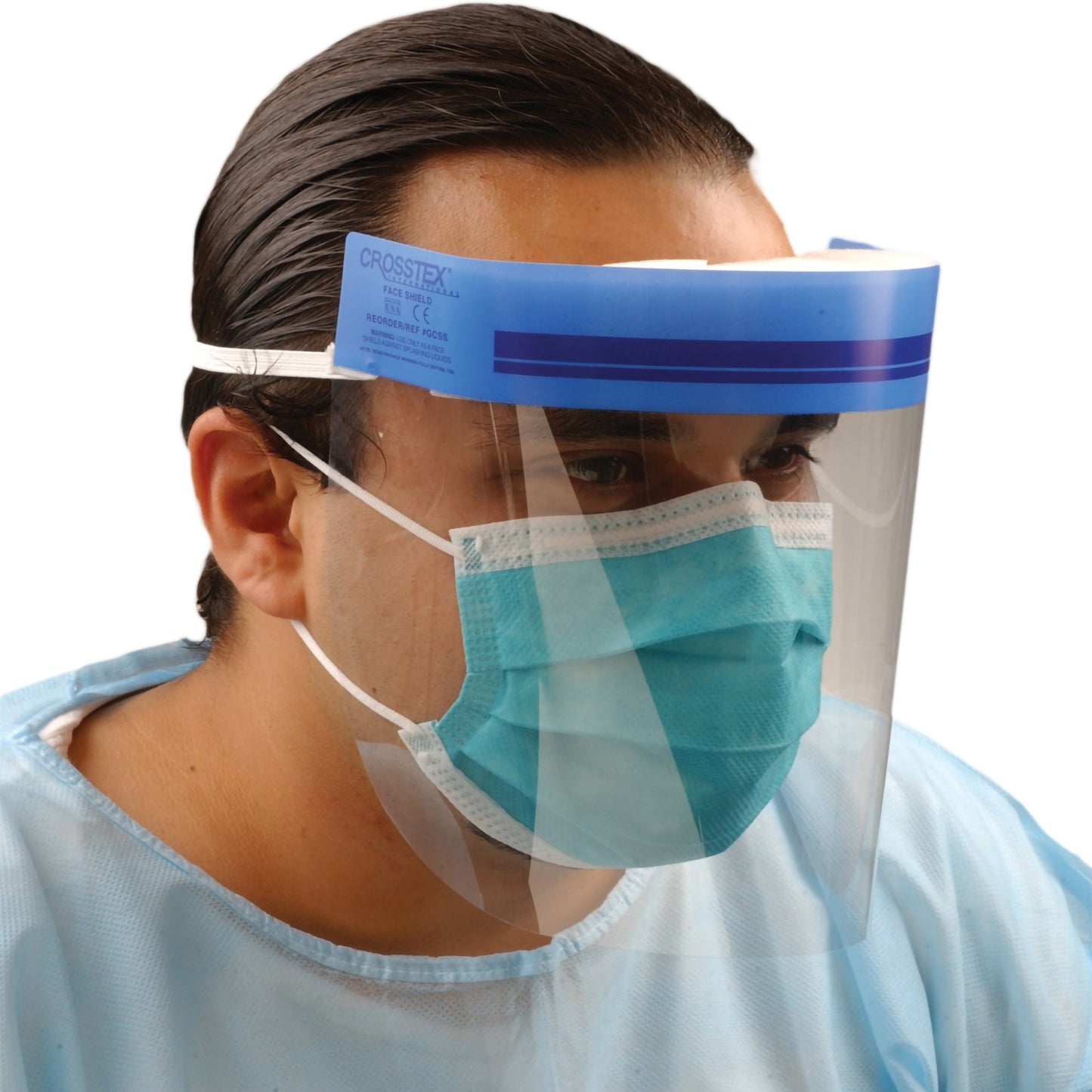 Crosstex® Wraparound Face Shield One Size Fits Most 3/4 Length Anti-fog Disposable NonSterile (826138_EA)