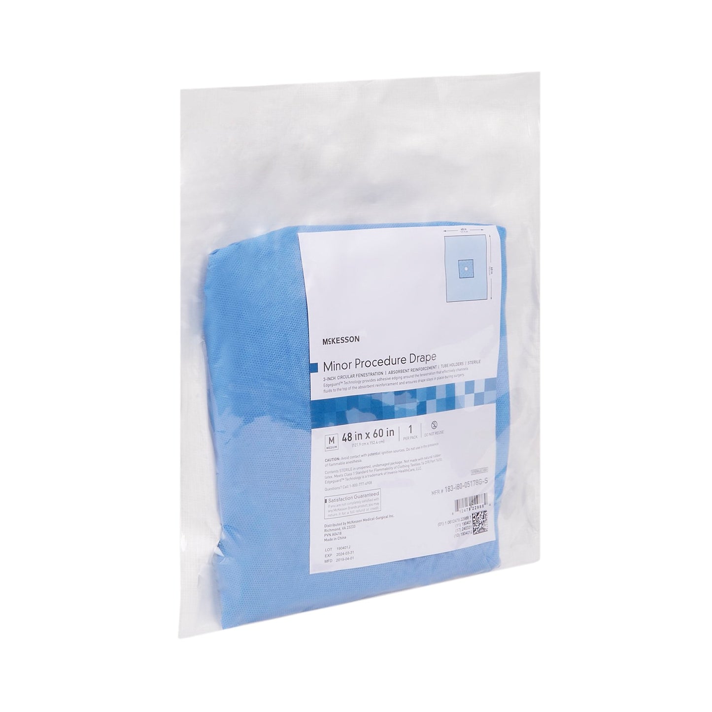 McKesson Surgical Drape Minor Procedure Drape 48 W X 60 L Inch Sterile (1101260_PK)