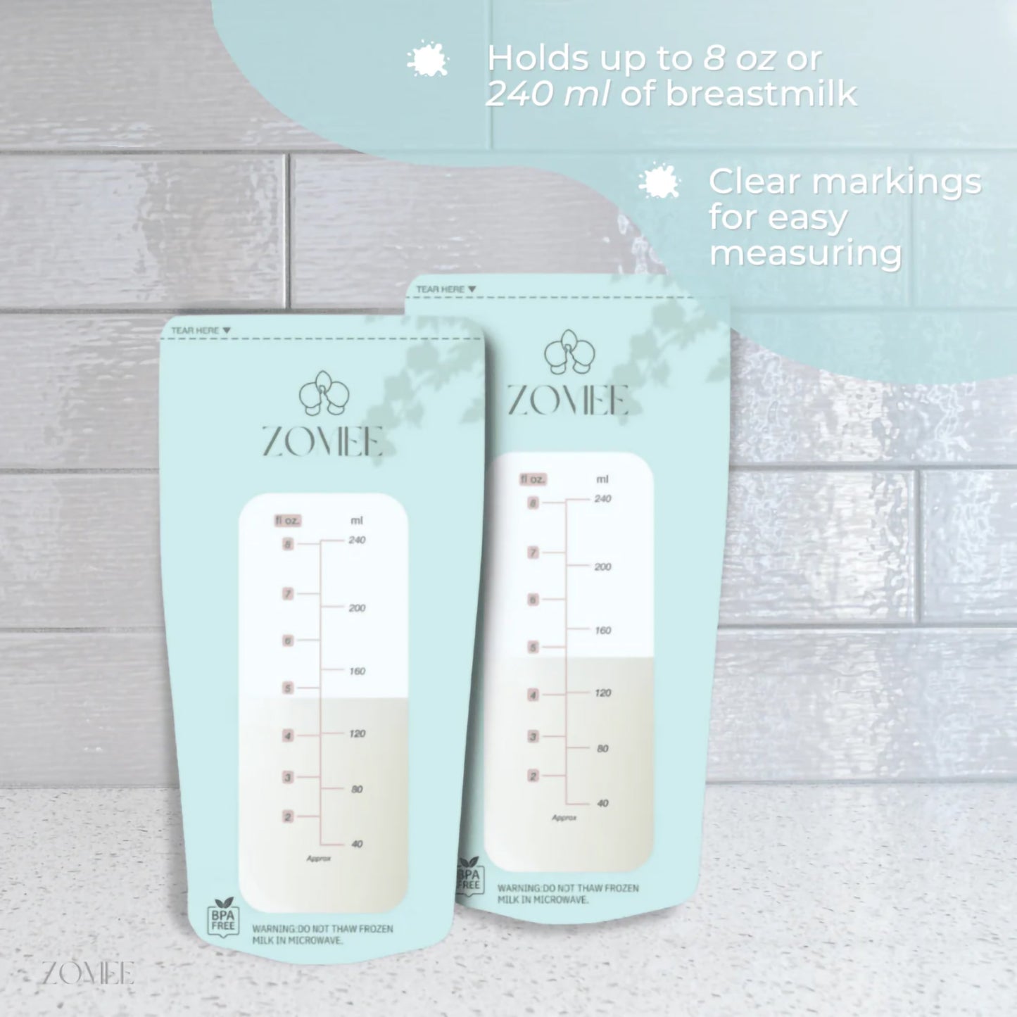 Zomee Breast Milk Storage Bag 8 oz. Food Grade Plastic (1233074_PK)