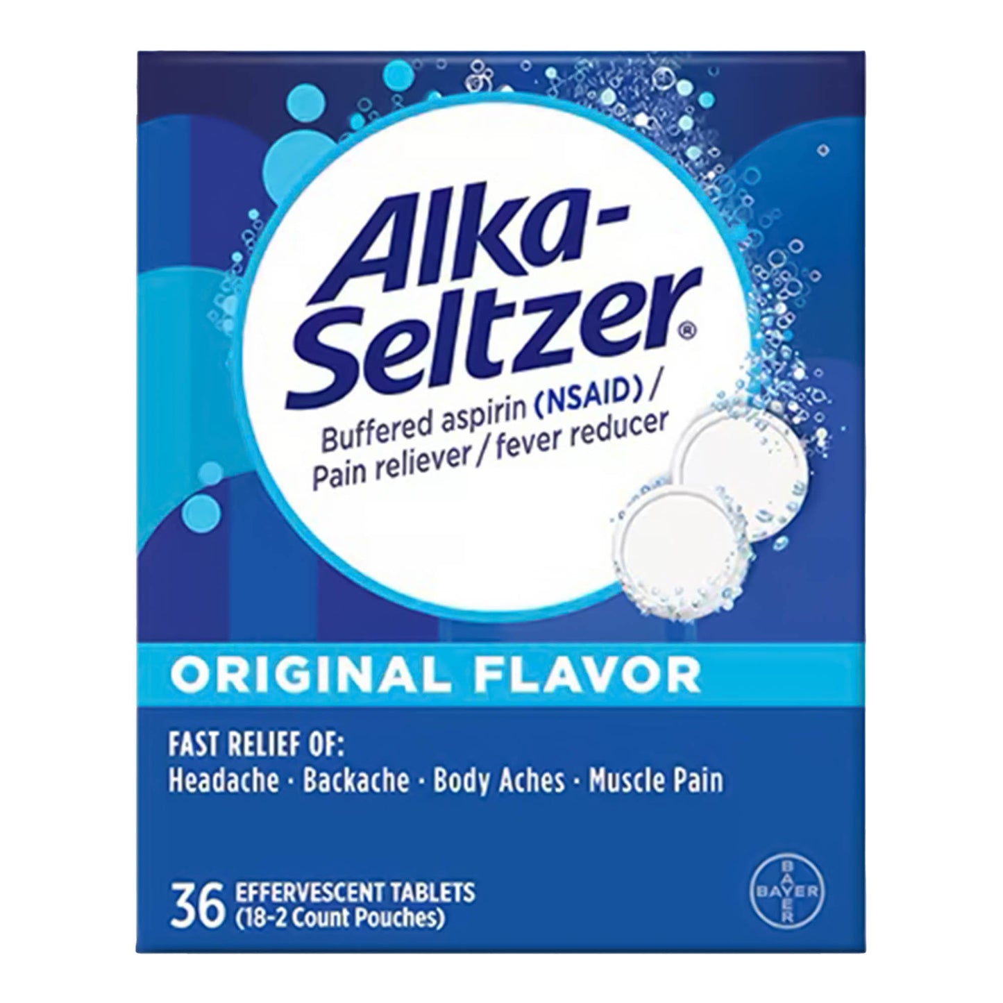 Alka-Seltzer® Pain Reliever / Fever Reducer 325 mg Strength Aspirin Effervescent Tablet 36 per Box (1057753_BT)