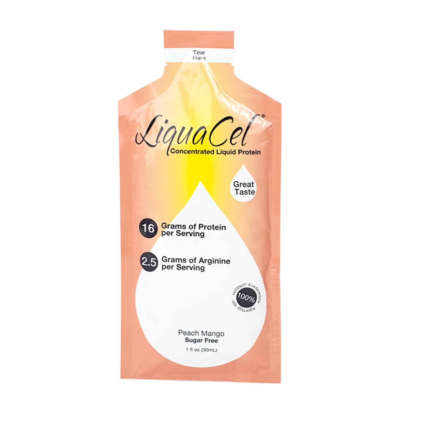 LiquaCel® Oral Supplement Peach Mango Flavor Liquid 1 oz. Individual Packet (1009385_CS)